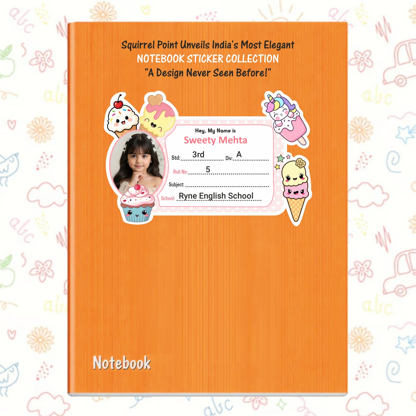 CANDY WORLD PERSONALIZED NOTEBOOK STICKERS
