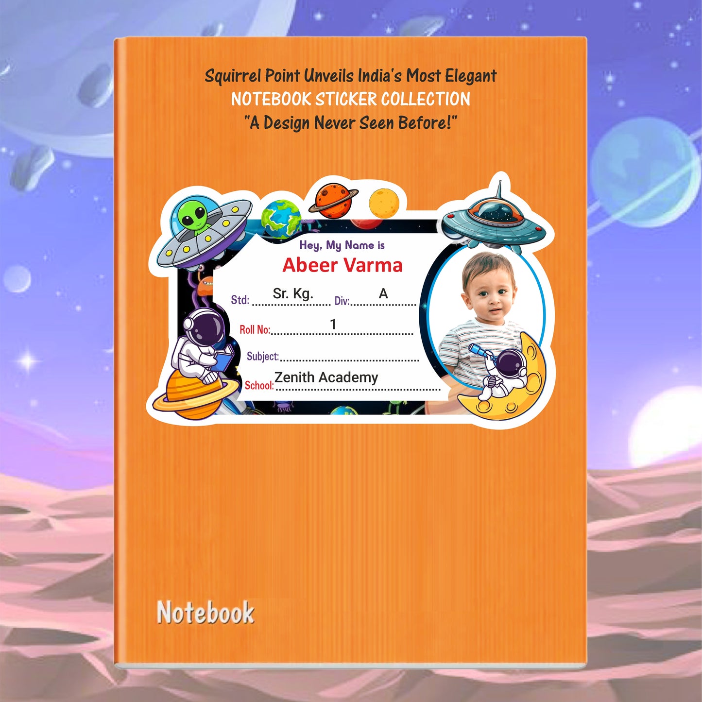 SPACE RIDER PERSONALIZED NOTEBOOK STICKERS