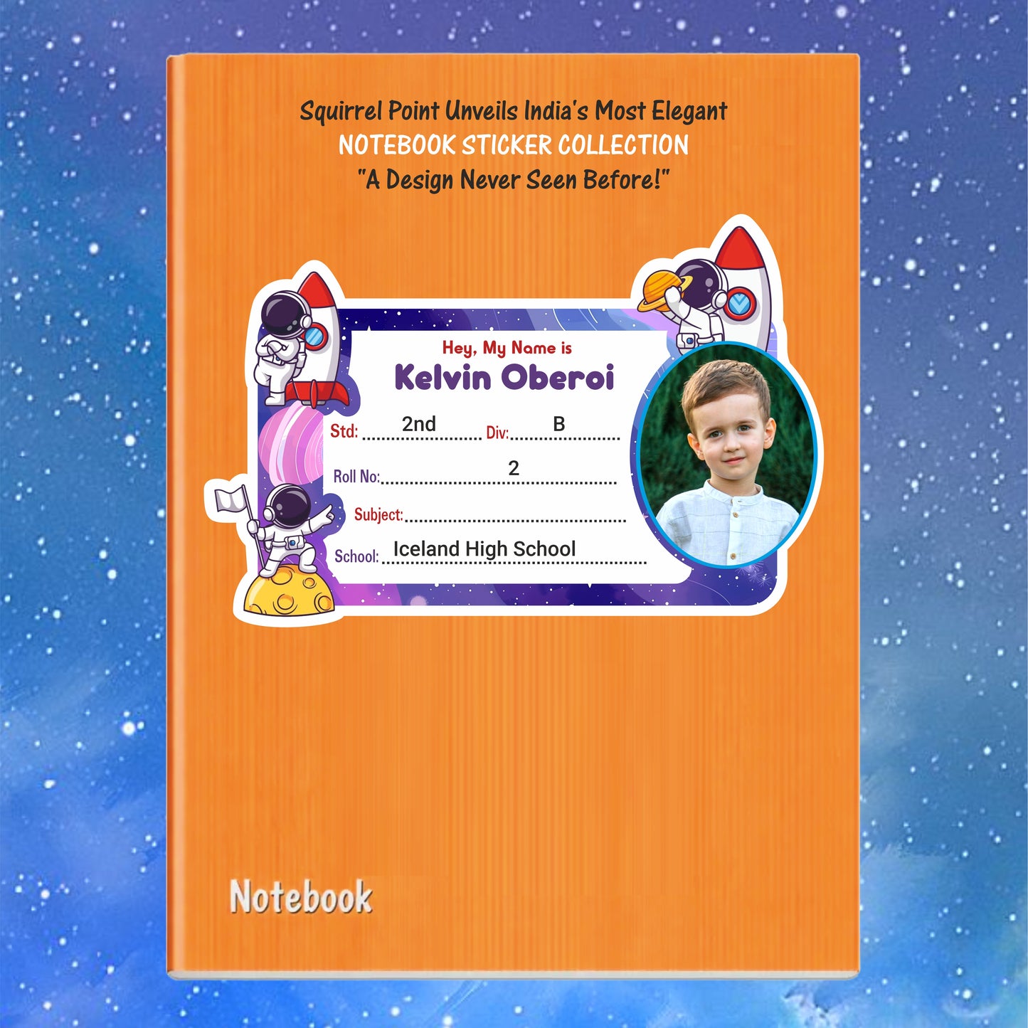 ASTRONAUT ADVENTURE KIDS PERSONALIZED NOTEBOOK STICKERS