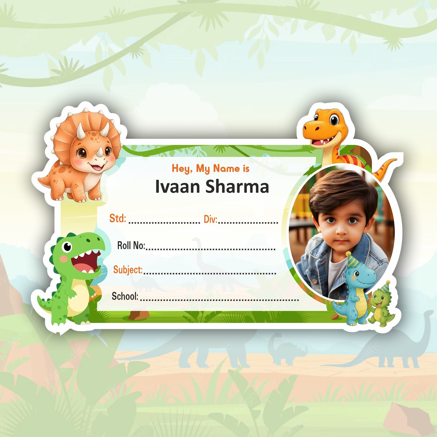 DINO WORLD PERSONALIZED NOTEBOOK STICKERS