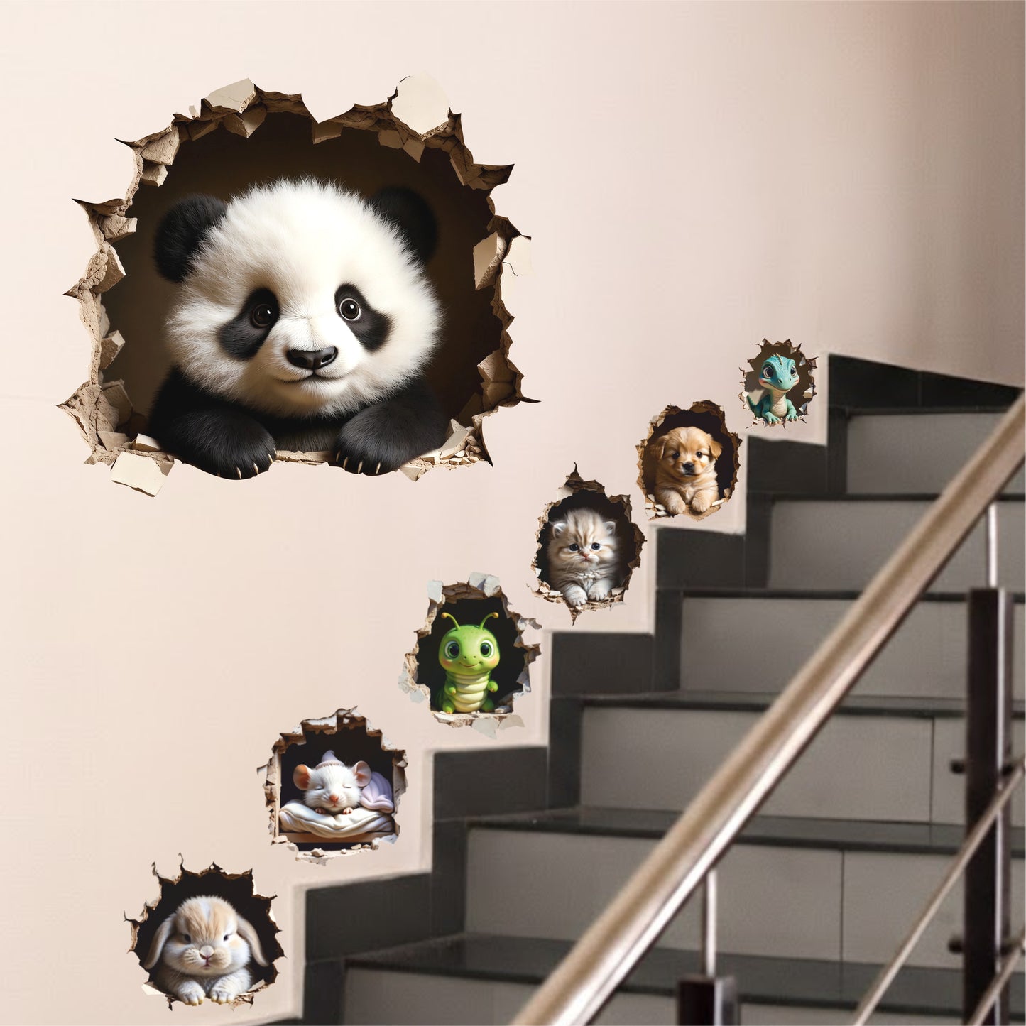 PANDA AND FRIENDS SECRET 3D WALL DECAL
