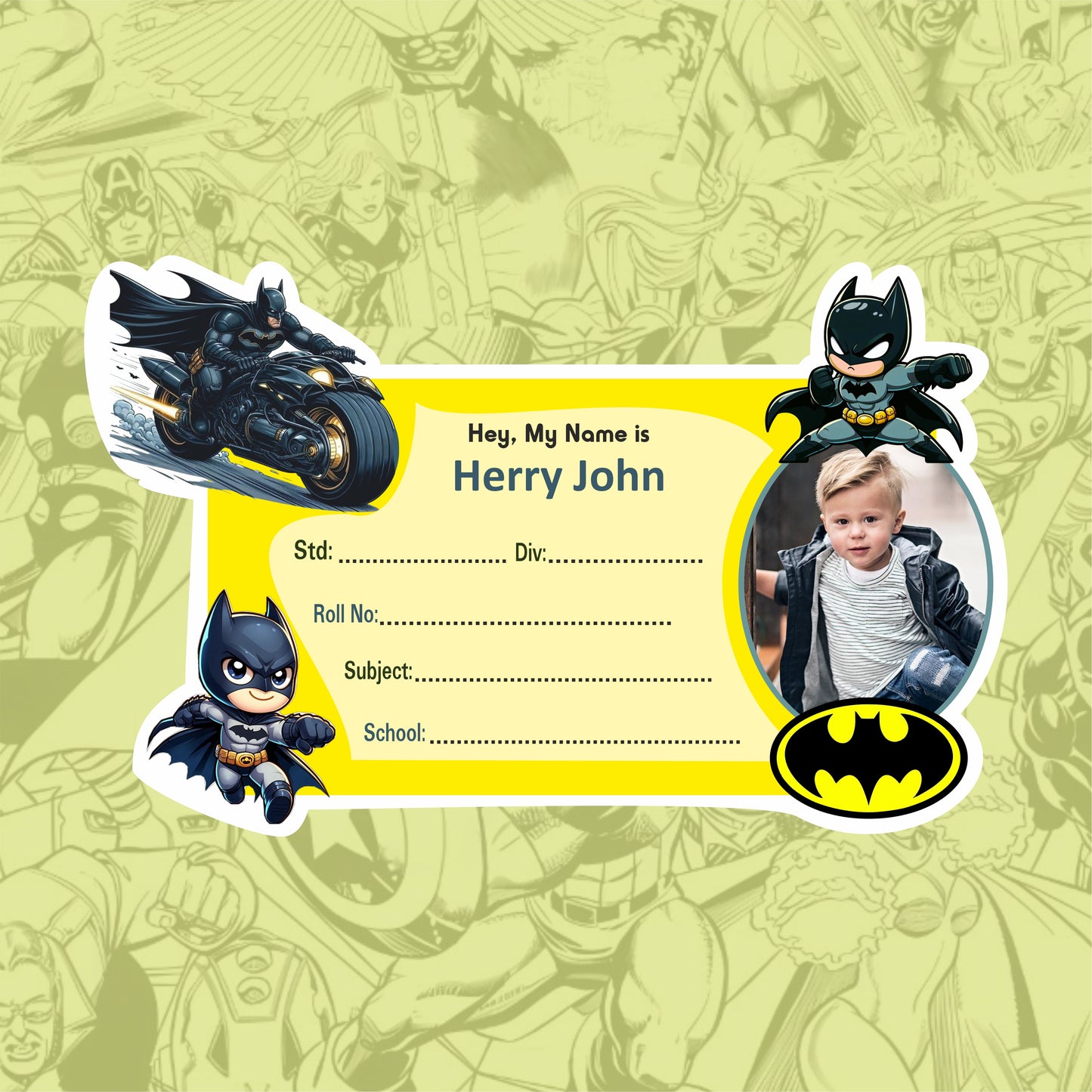 BATMAN PERSONALIZED NOTEBOOK STICKERS