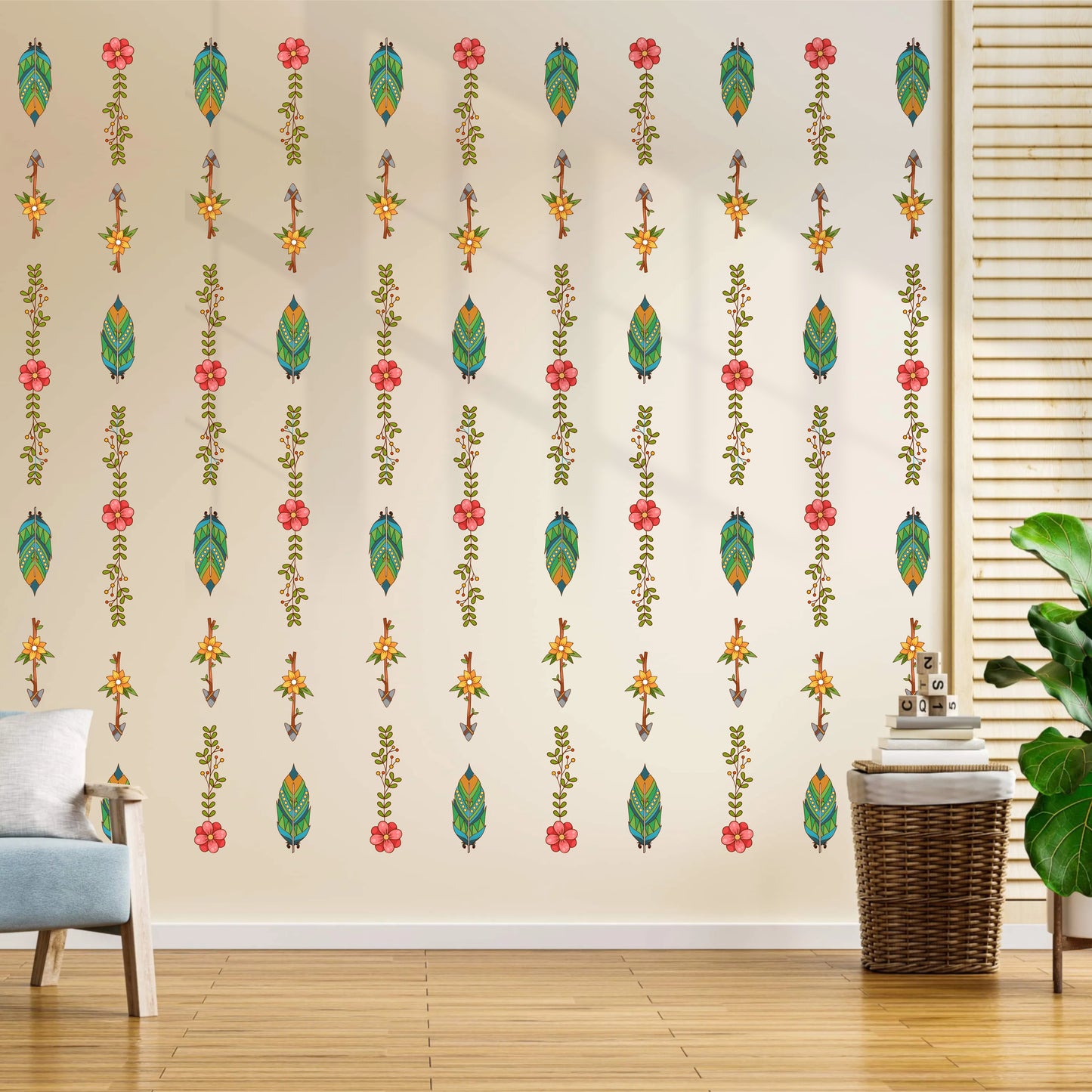 BOHO FEATHER STRIPS DIY WALL STICKER