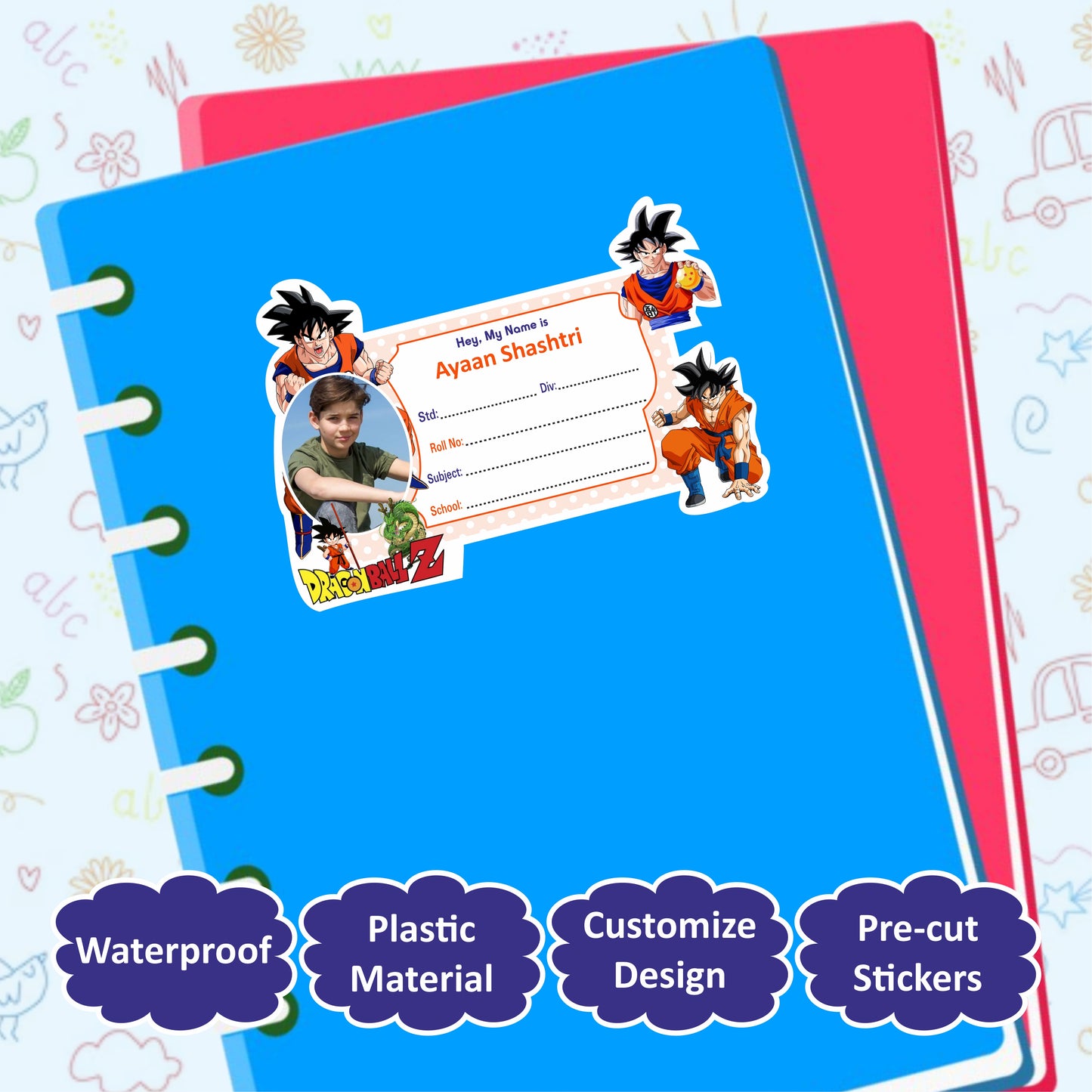 GOKU ANEMY PERSONALIZED NOTEBOOK STICKERS