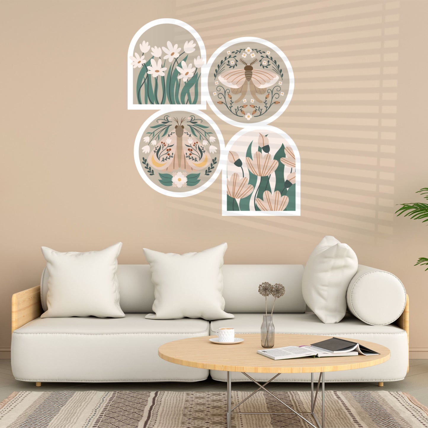 FLOWER BUTTERFLY BOHO DIY WALL STICKER