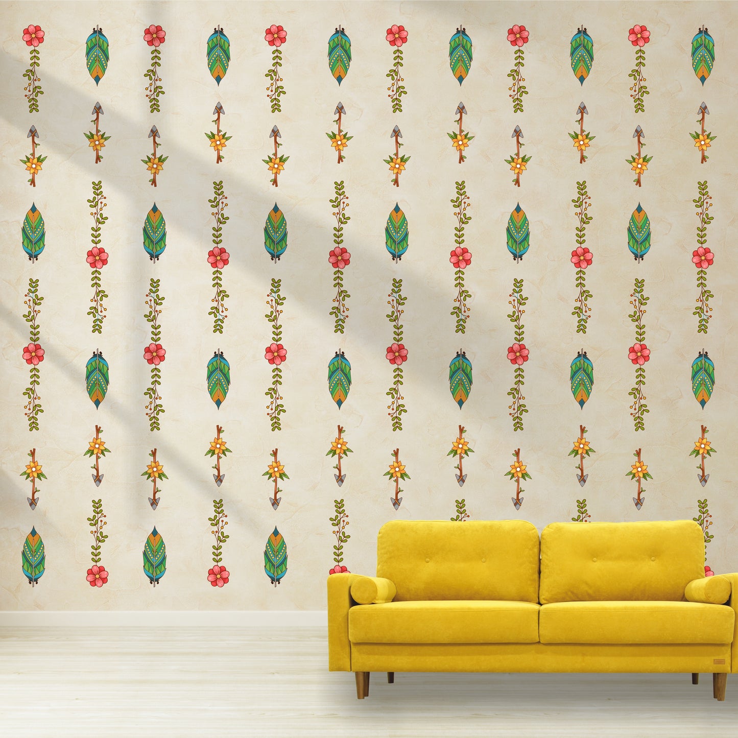 BOHO FEATHER STRIPS DIY WALL STICKER