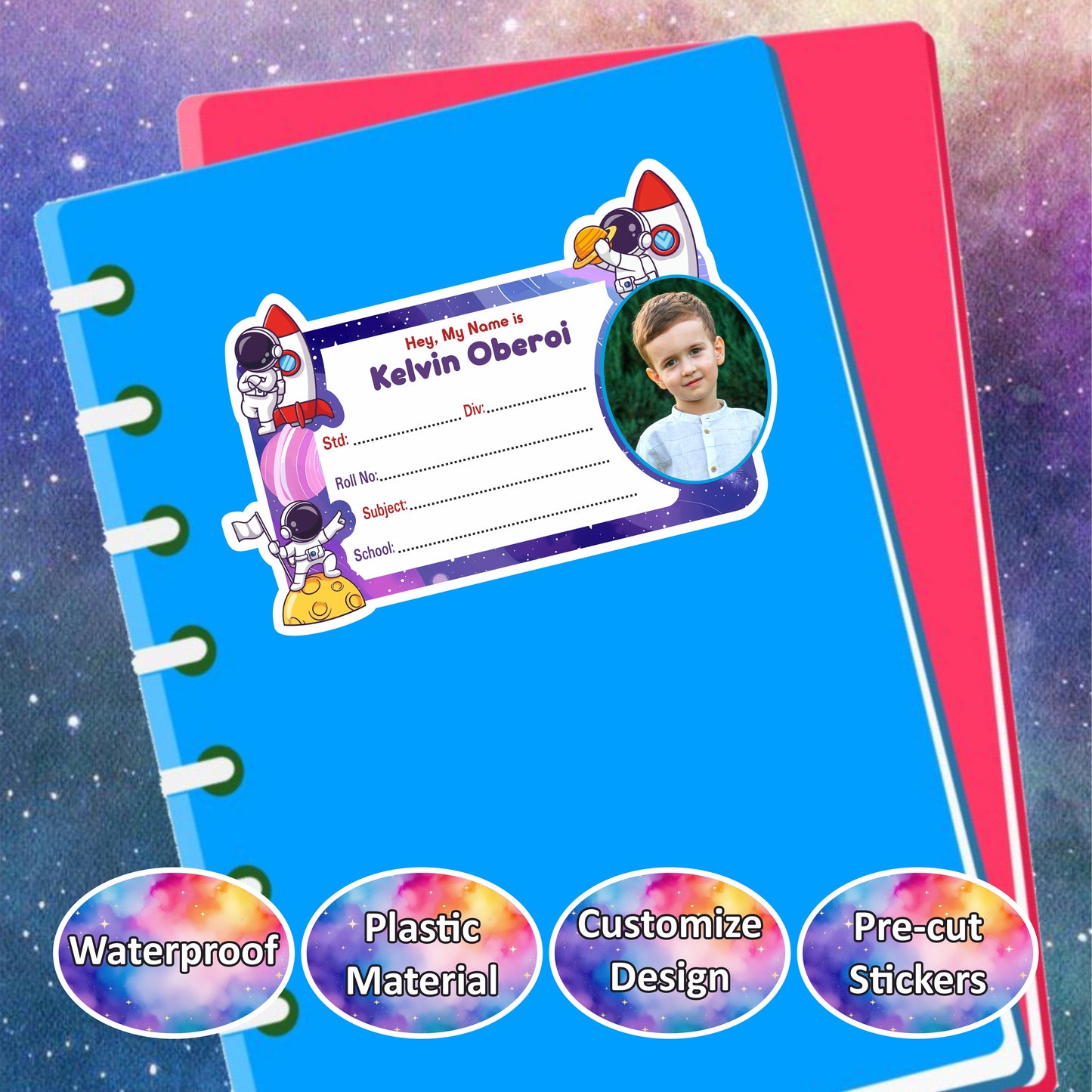 ASTRONAUT ADVENTURE KIDS PERSONALIZED NOTEBOOK STICKERS