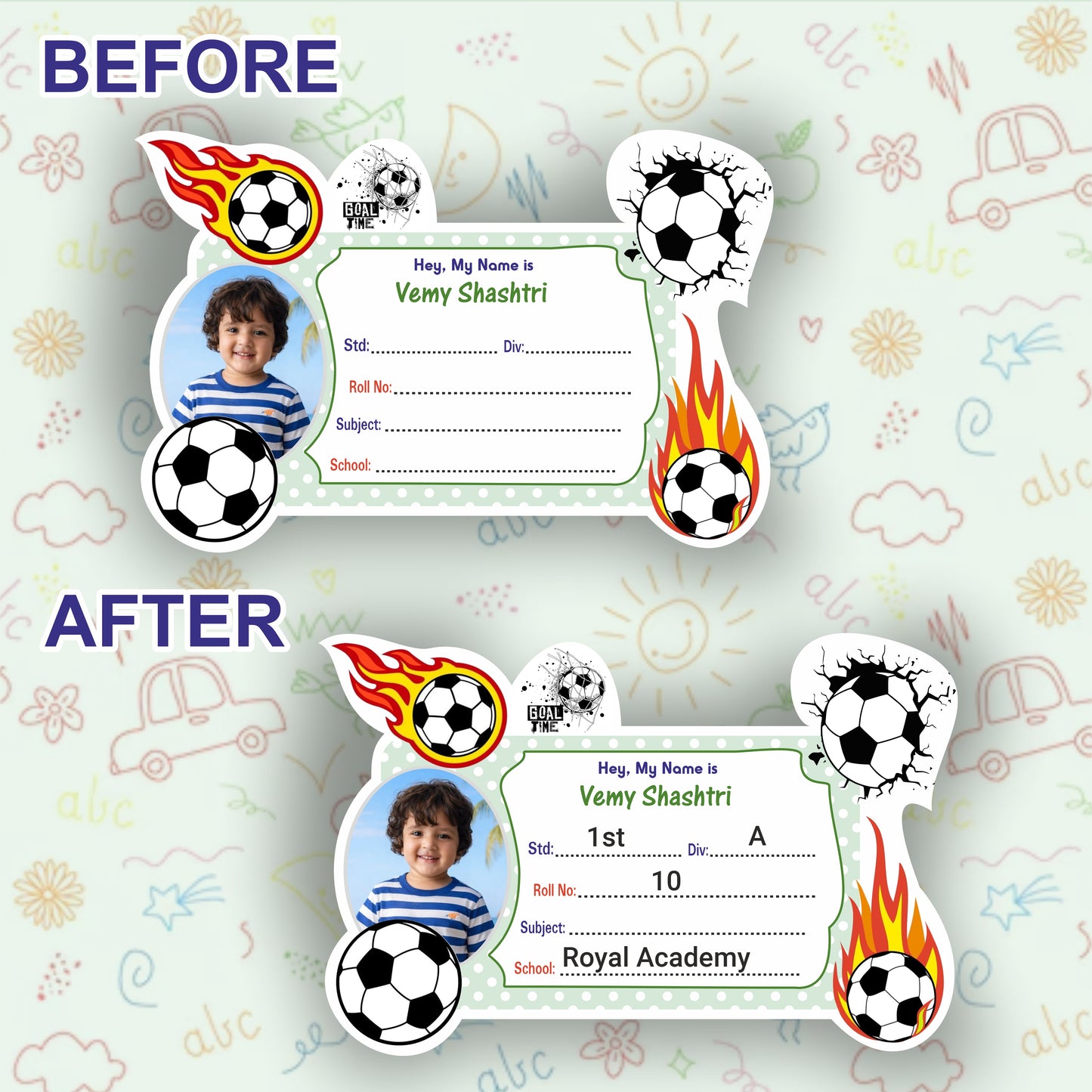 FOOTBALL PERSONALIZED NOTEBOOK STICKERS