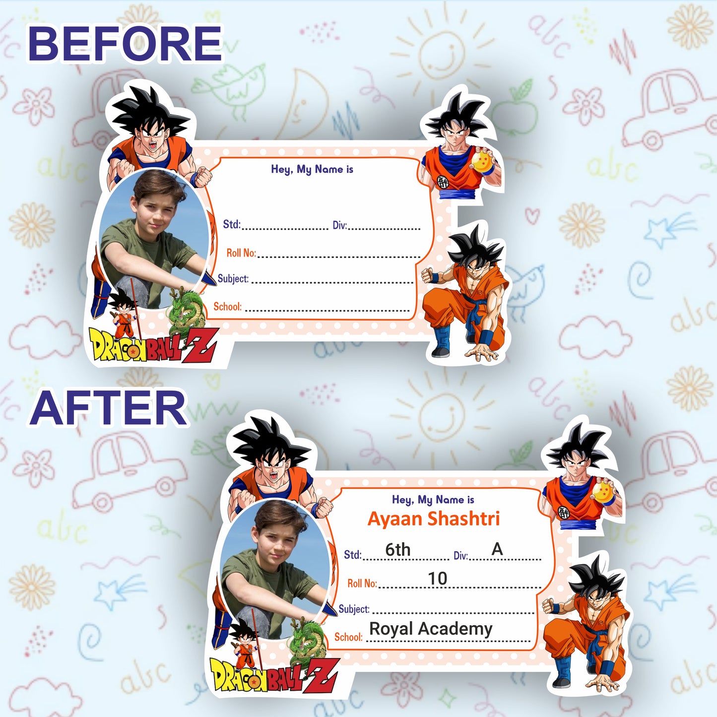GOKU ANEMY PERSONALIZED NOTEBOOK STICKERS
