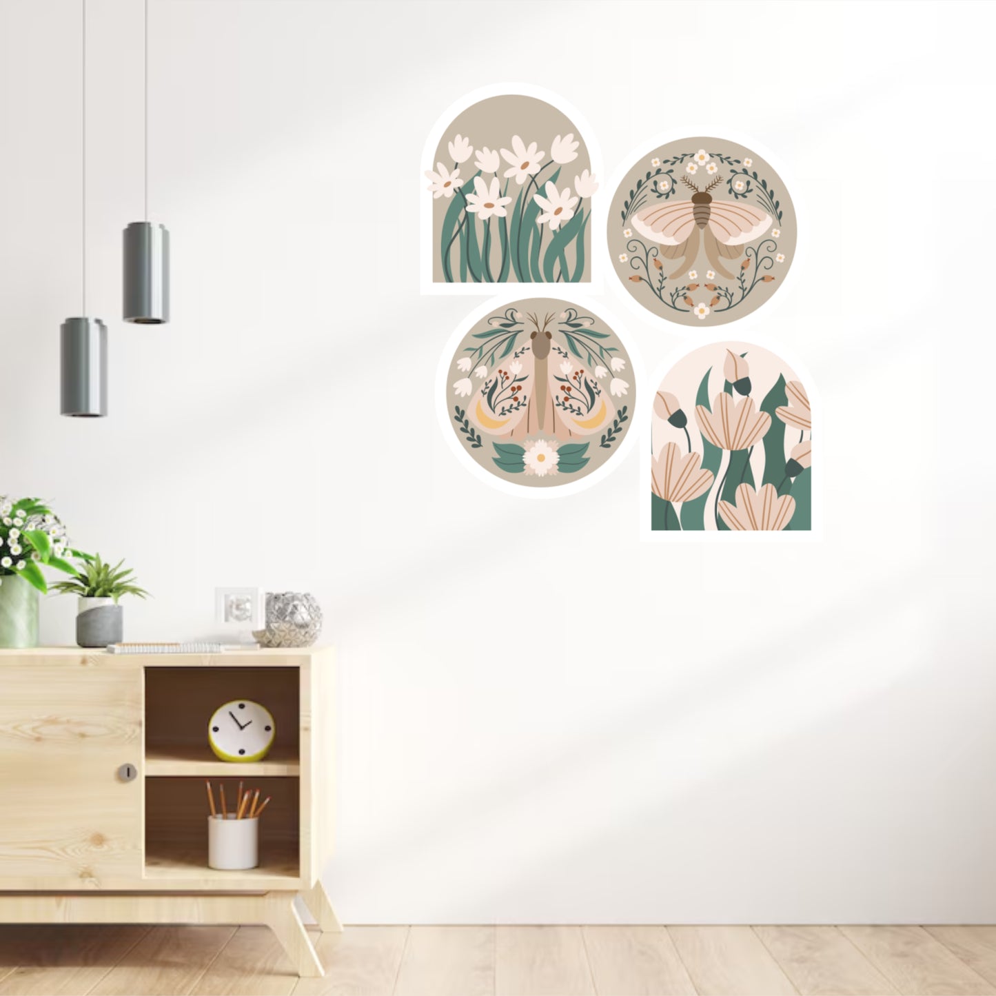 FLOWER BUTTERFLY BOHO DIY WALL STICKER