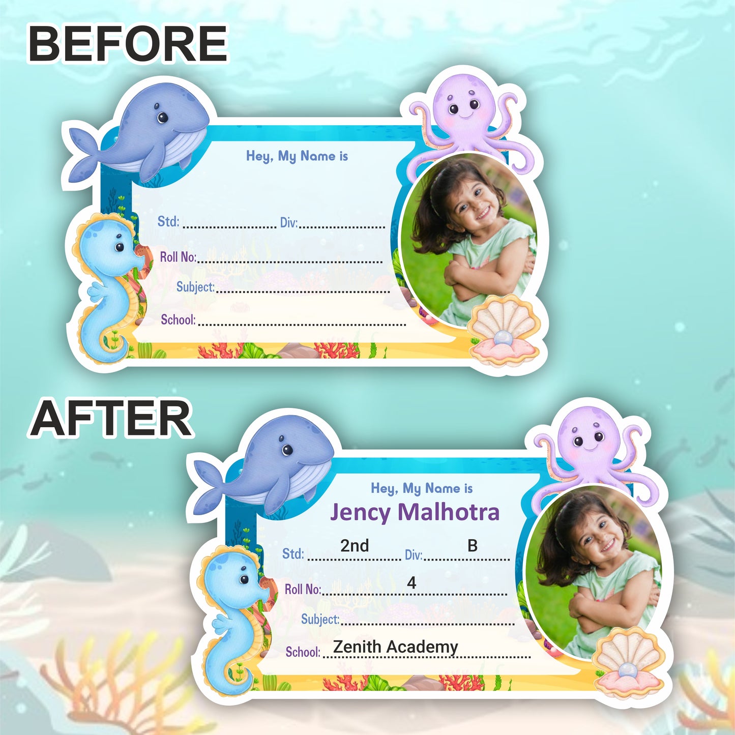 UNDER WATER WORLD PERSONALIZED NOTEBOOK STICKERS