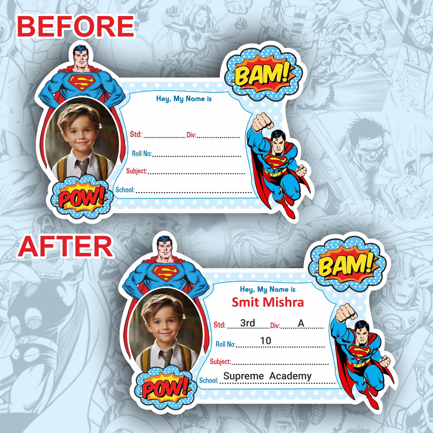 SUPERMAN PERSONALIZED NOTEBOOK STICKERS