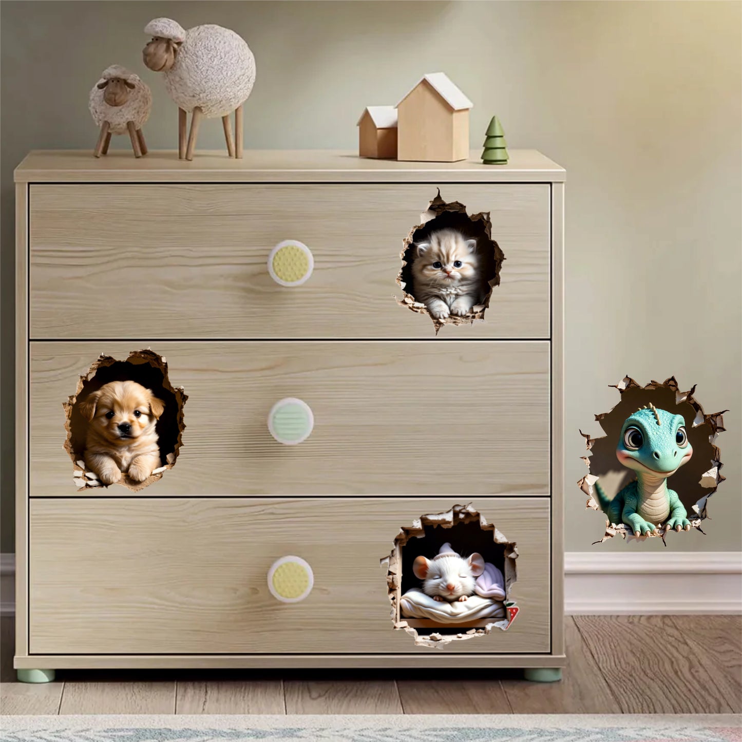 PANDA AND FRIENDS SECRET 3D WALL DECAL