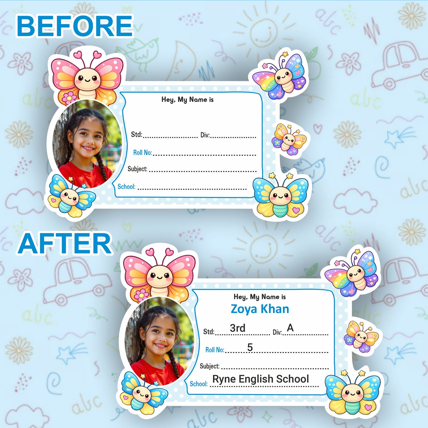 BUTTERFLY PERSONALIZED NOTEBOOK STICKERS