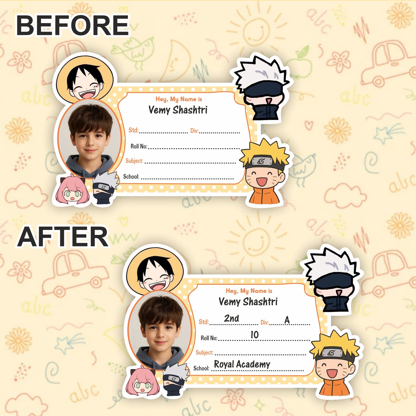 DE ANIME PERSONALIZED NOTEBOOK STICKERS