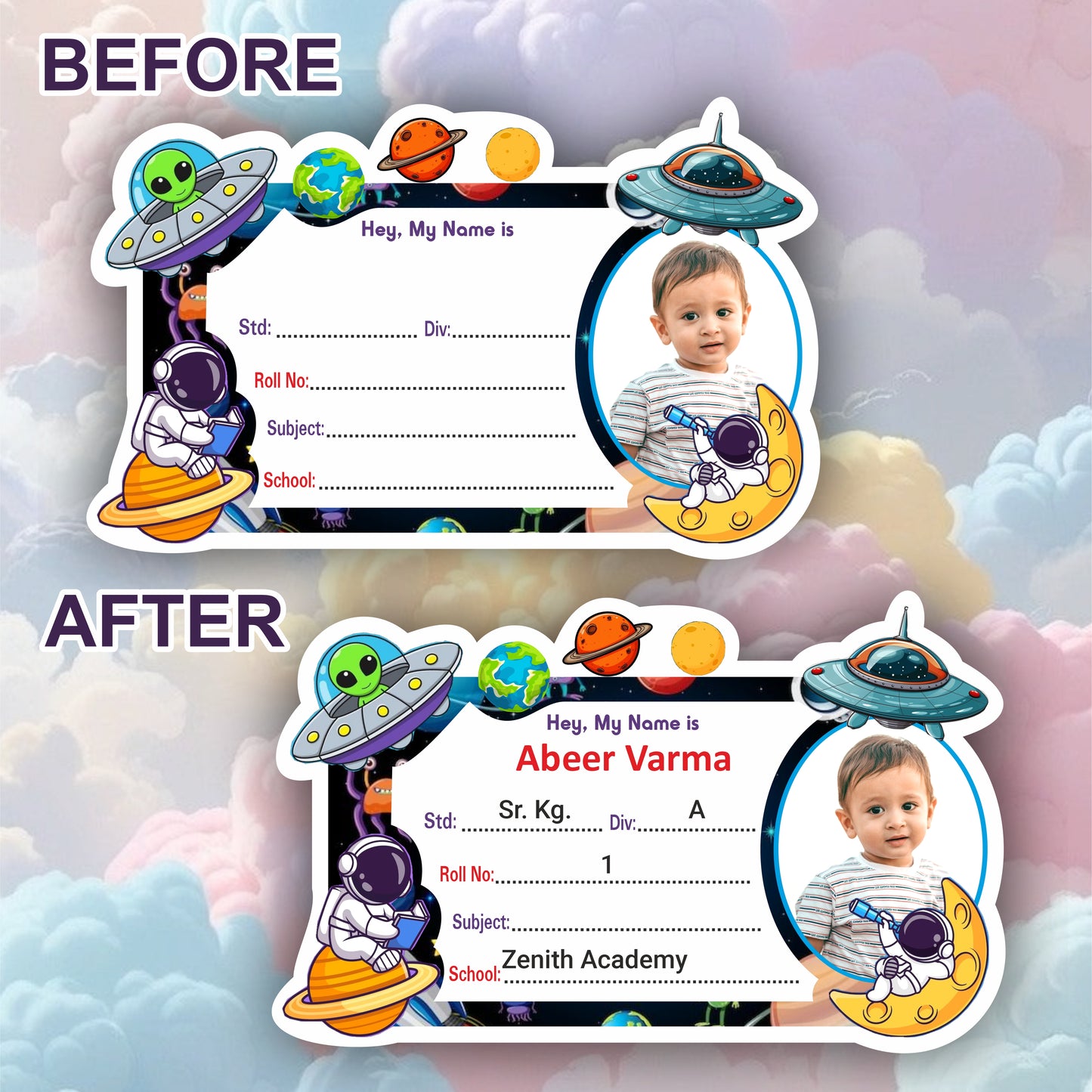 SPACE RIDER PERSONALIZED NOTEBOOK STICKERS