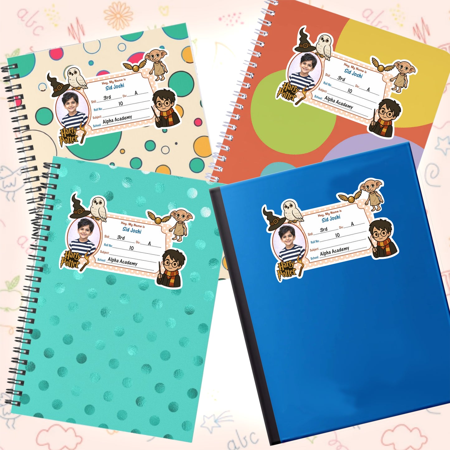 HERRY POTTER PERSONALIZED NOTEBOOK STICKERS