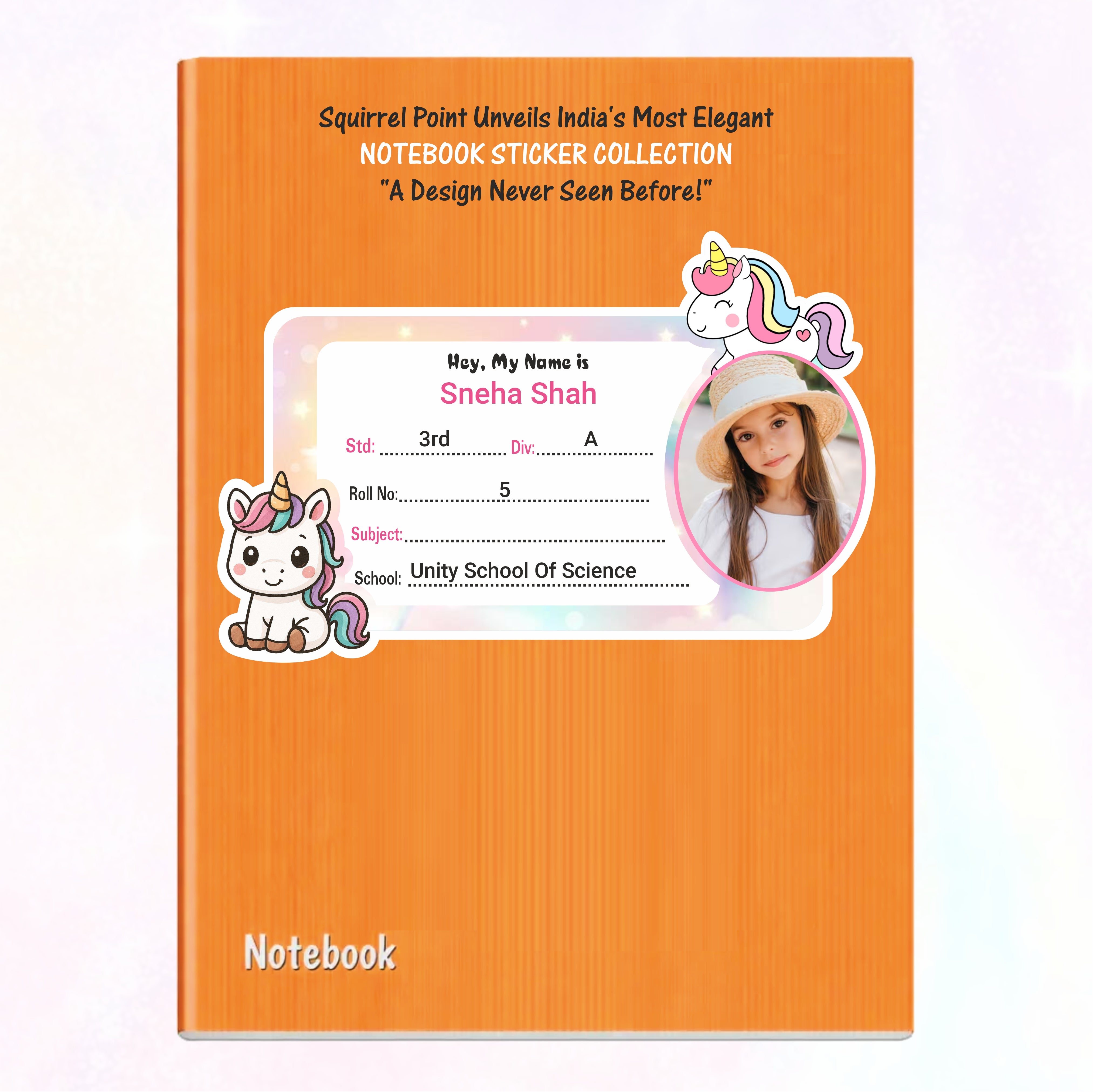 MAGICAL UNICORN PERSONALIZED NOTEBOOK STICKERS