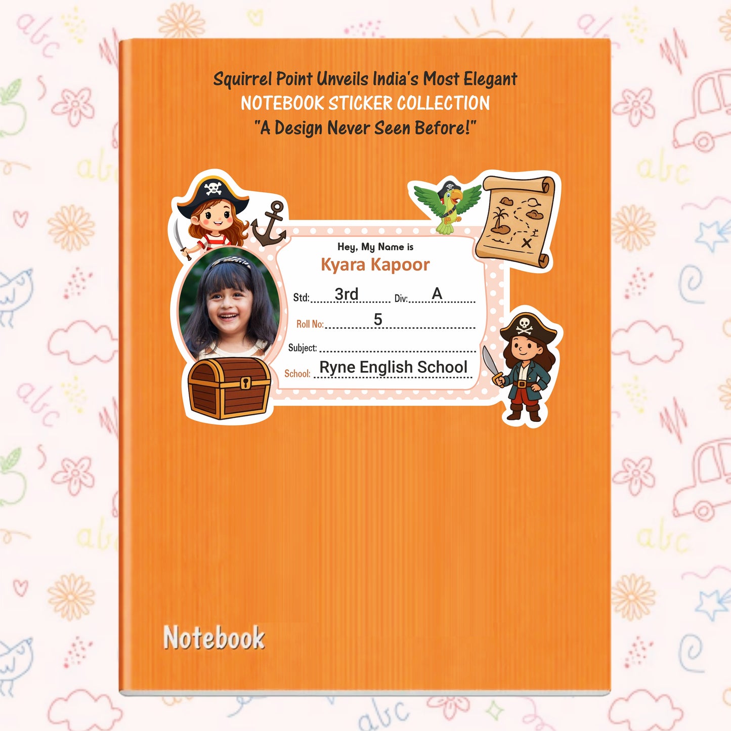 WOMAN PIRATE PERSONALIZED NOTEBOOK STICKERS