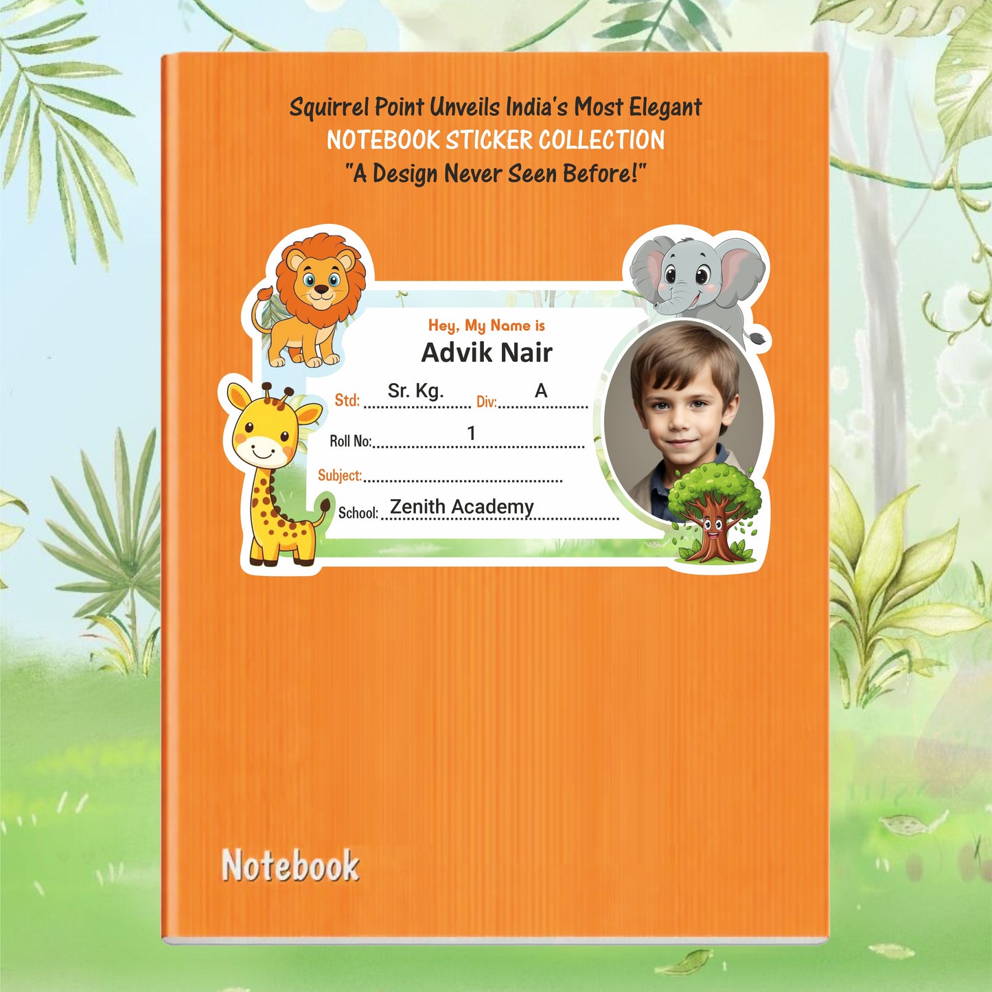 JUNGLE SAFARI PERSONALIZED NOTEBOOK STICKERS