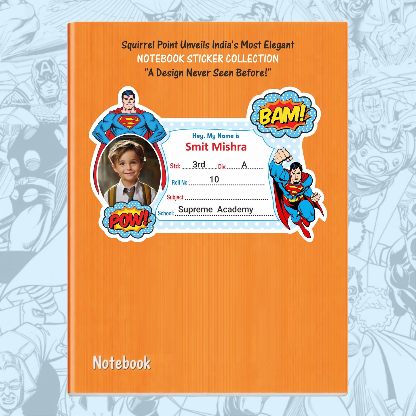 SUPERMAN PERSONALIZED NOTEBOOK STICKERS