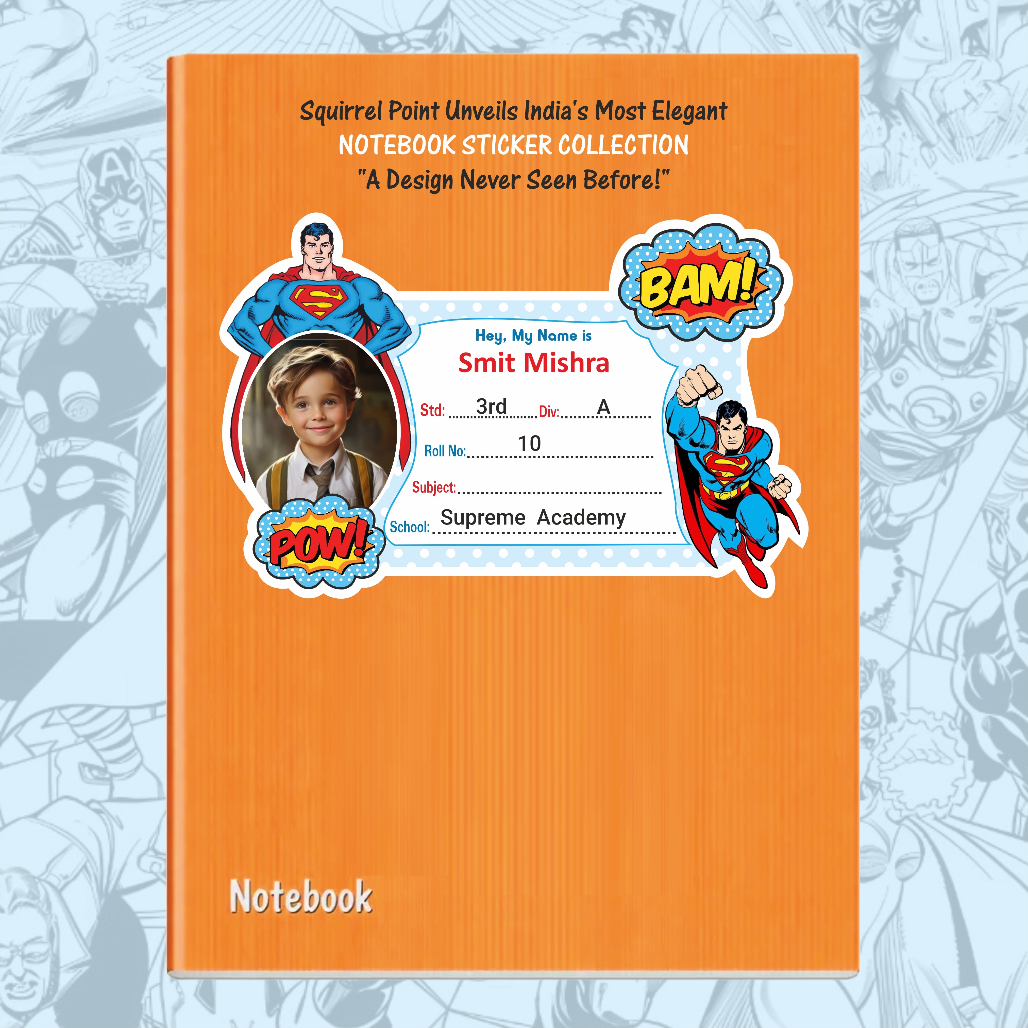 SUPERMAN PERSONALIZED NOTEBOOK STICKERS