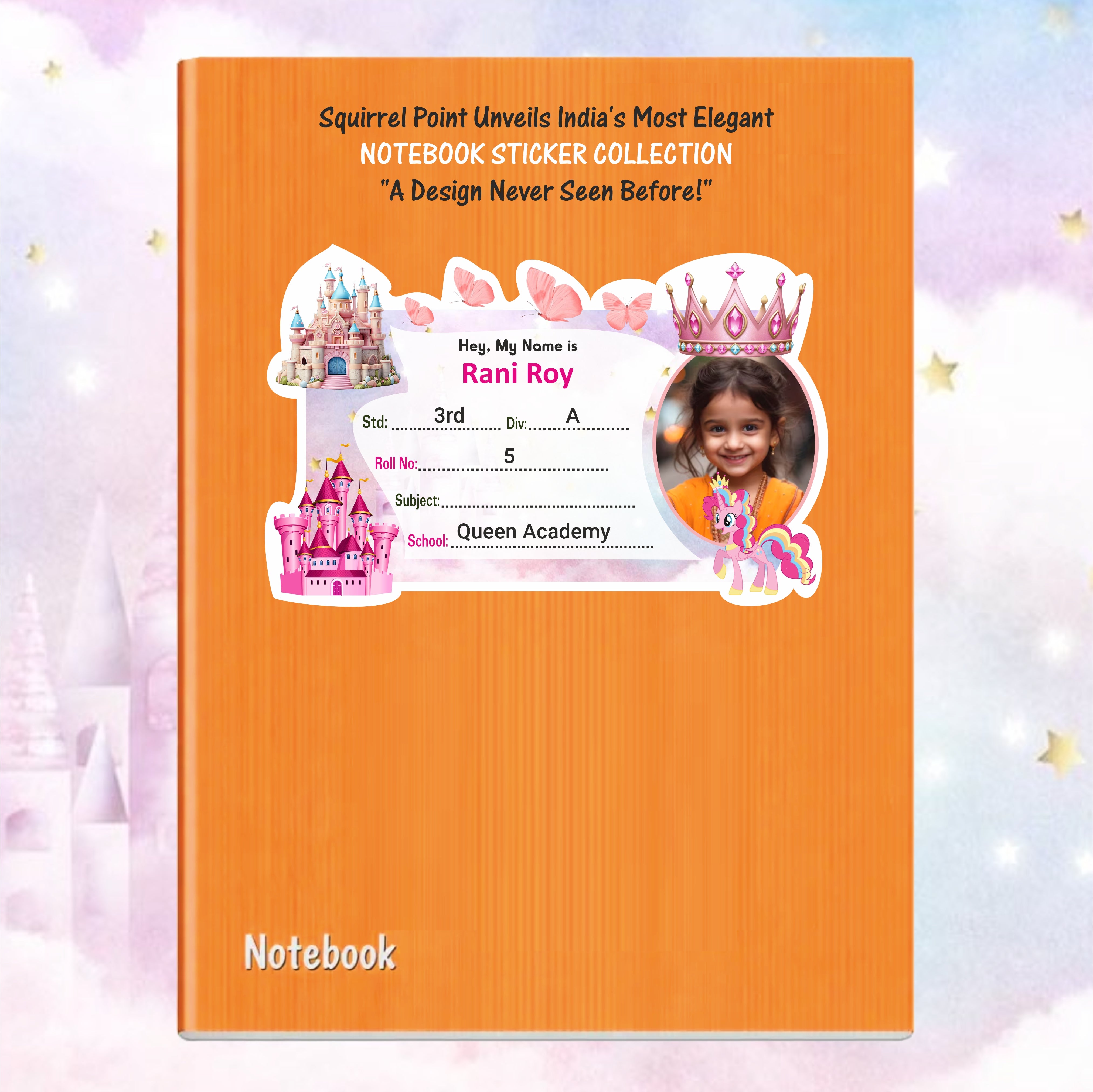 PRINCESS CASTLE PERSONALIZED NOTEBOOK STICKERS