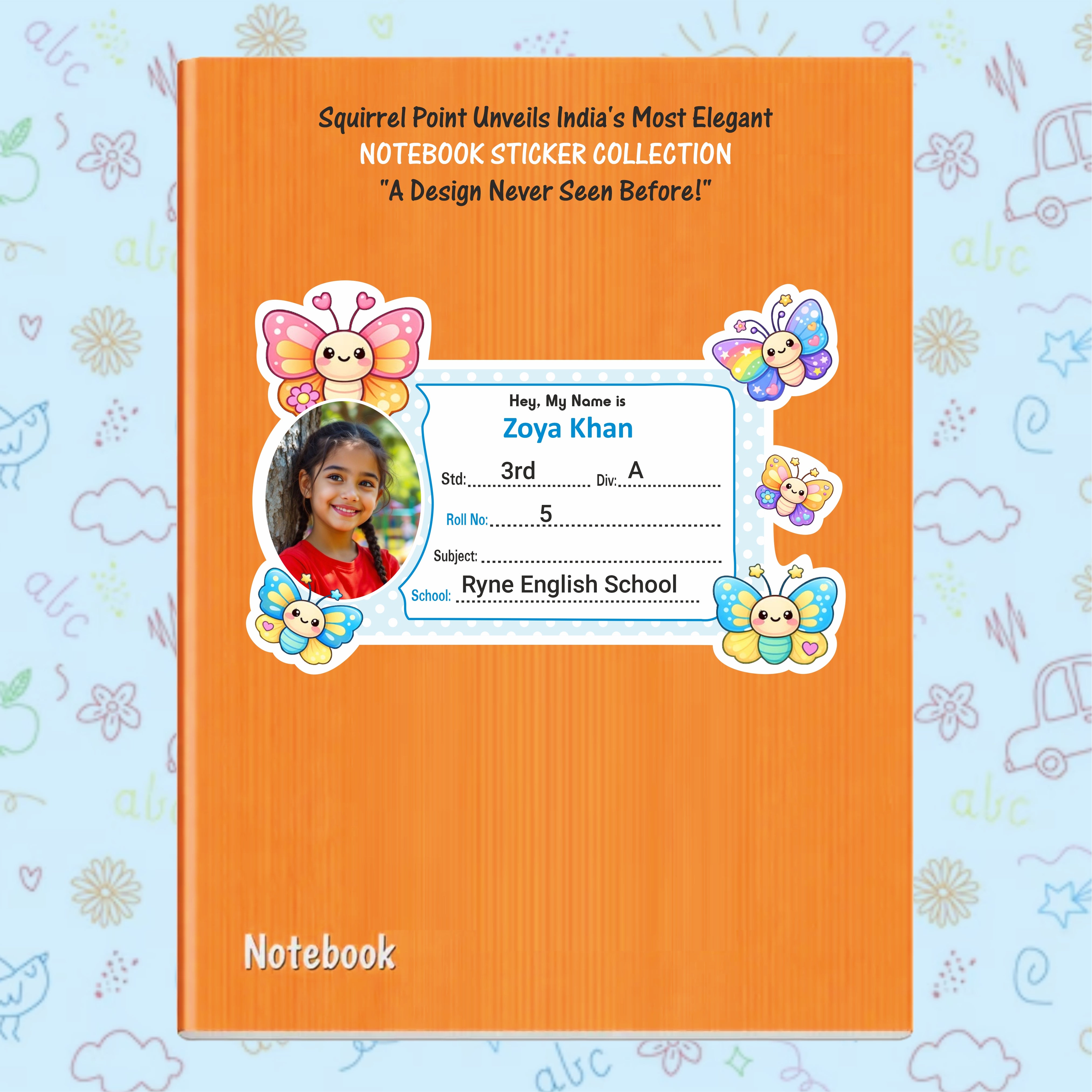 BUTTERFLY PERSONALIZED NOTEBOOK STICKERS