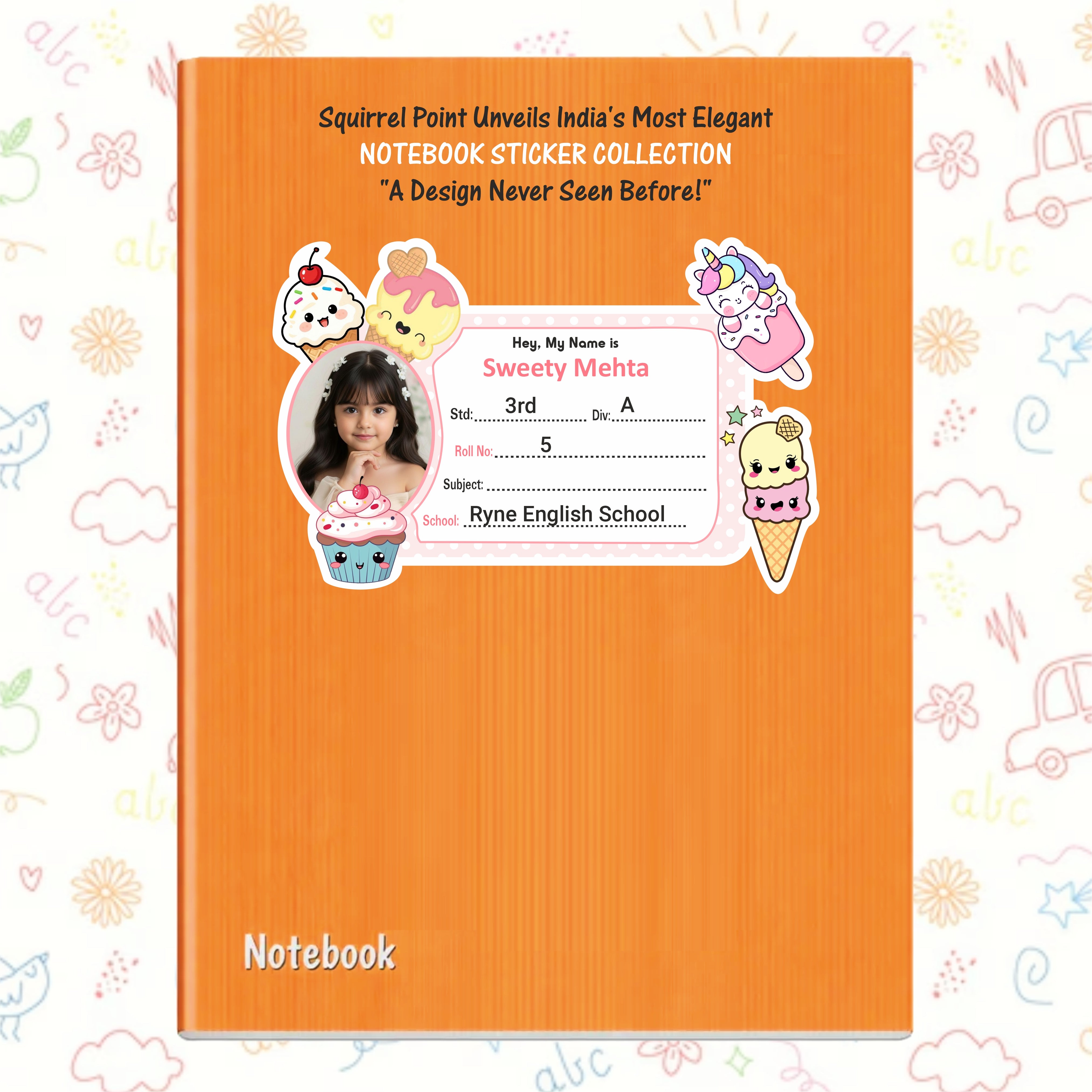 CANDY WORLD PERSONALIZED NOTEBOOK STICKERS