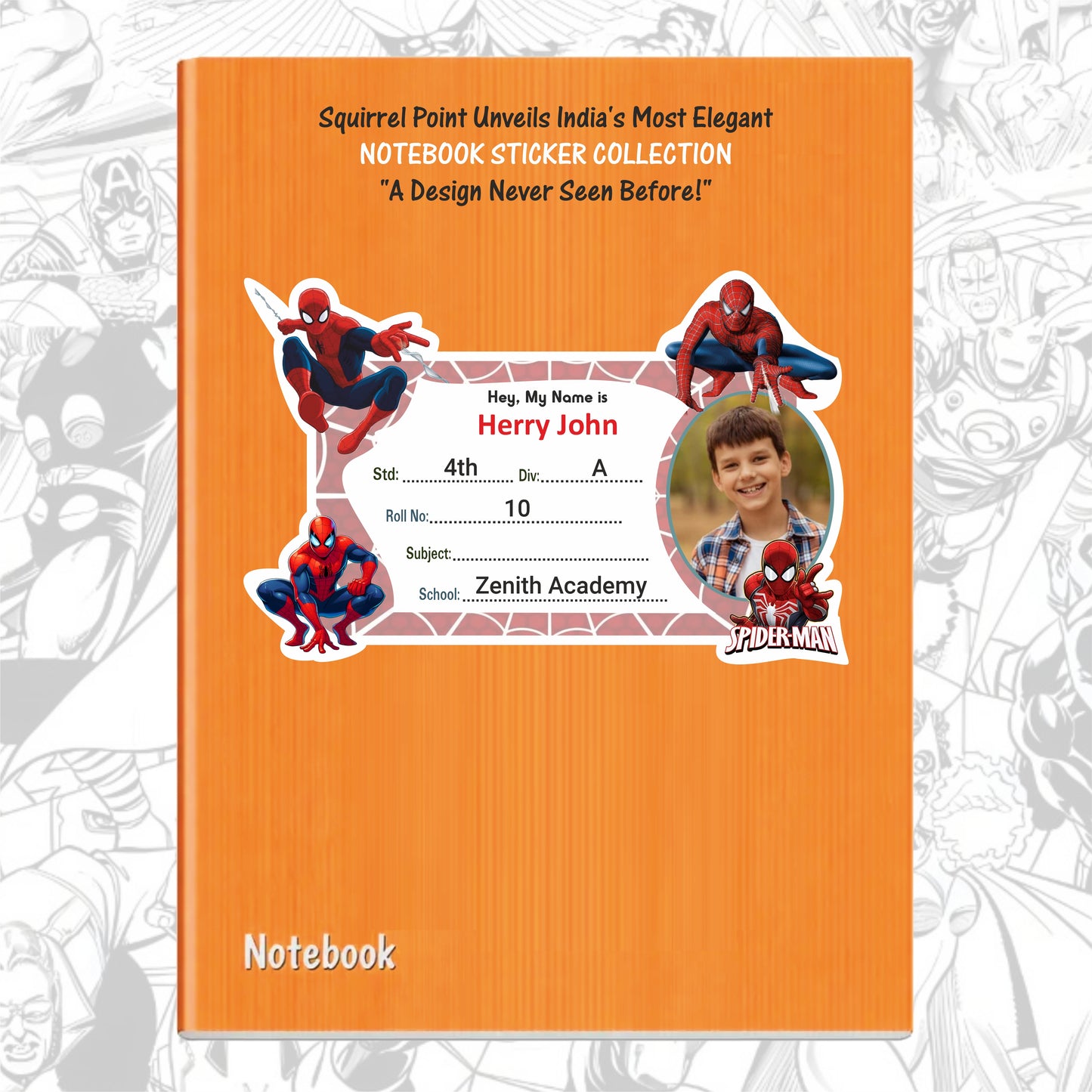 SPIDERMAN PERSONALIZED NOTEBOOK STICKERS