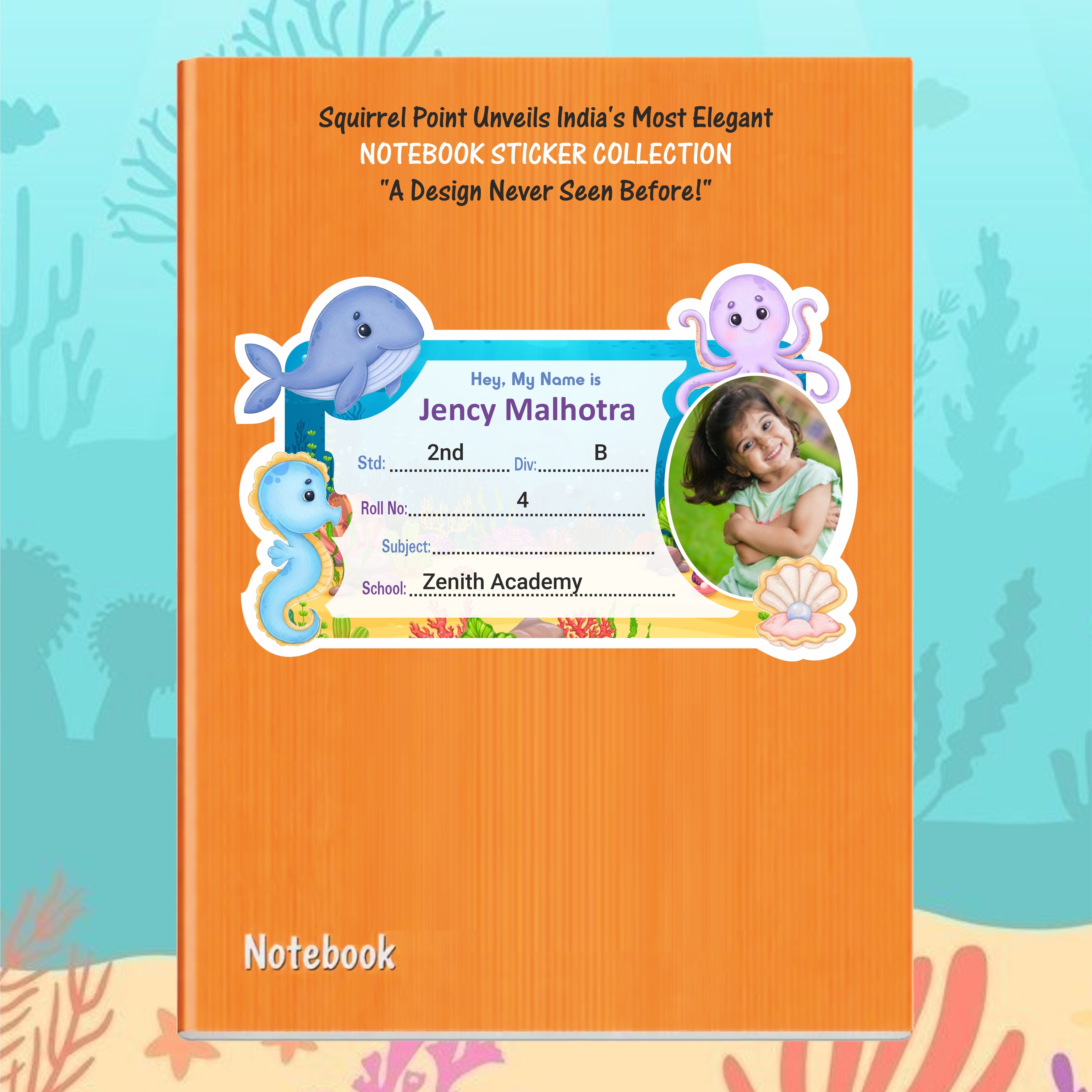 UNDER WATER WORLD PERSONALIZED NOTEBOOK STICKERS