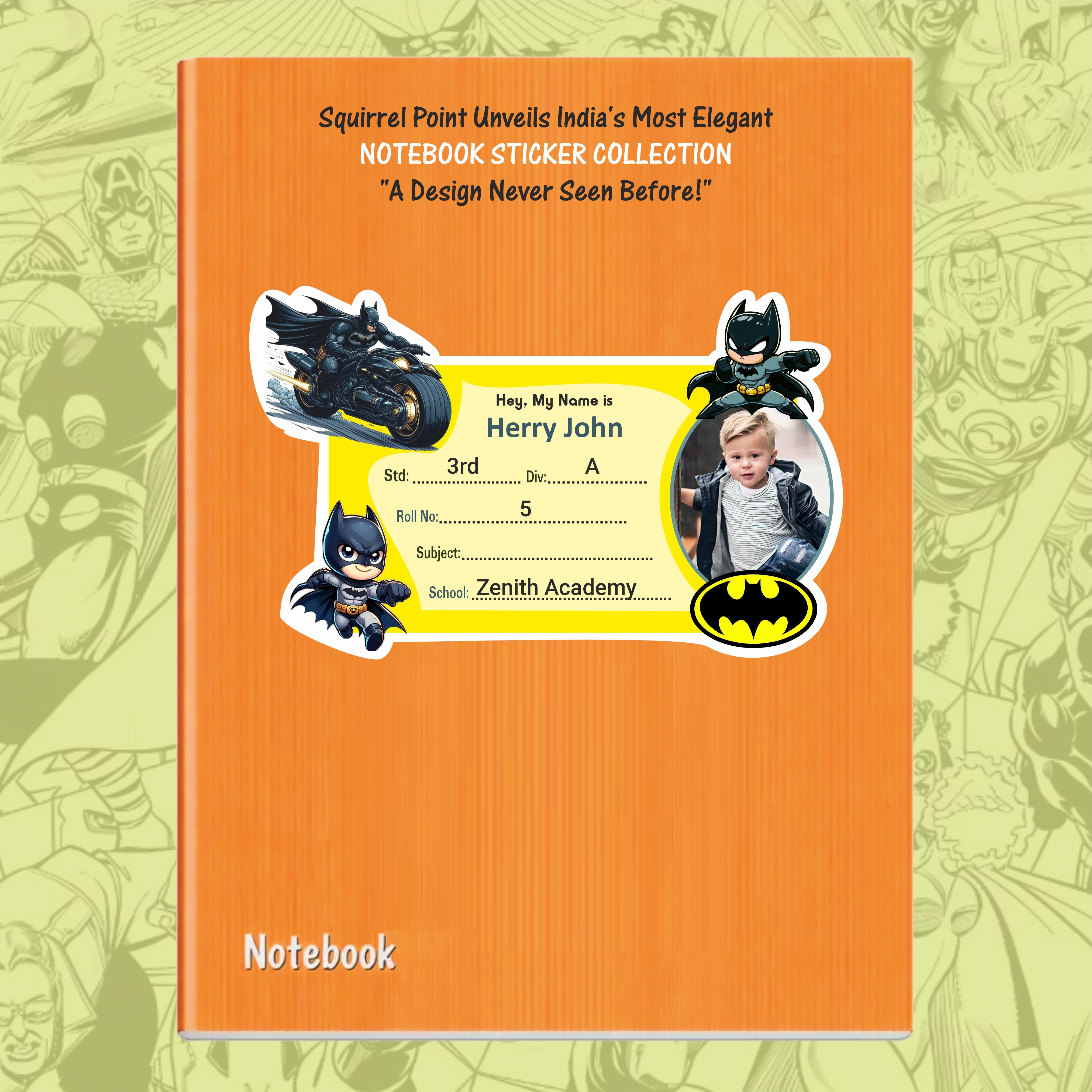 BATMAN PERSONALIZED NOTEBOOK STICKERS