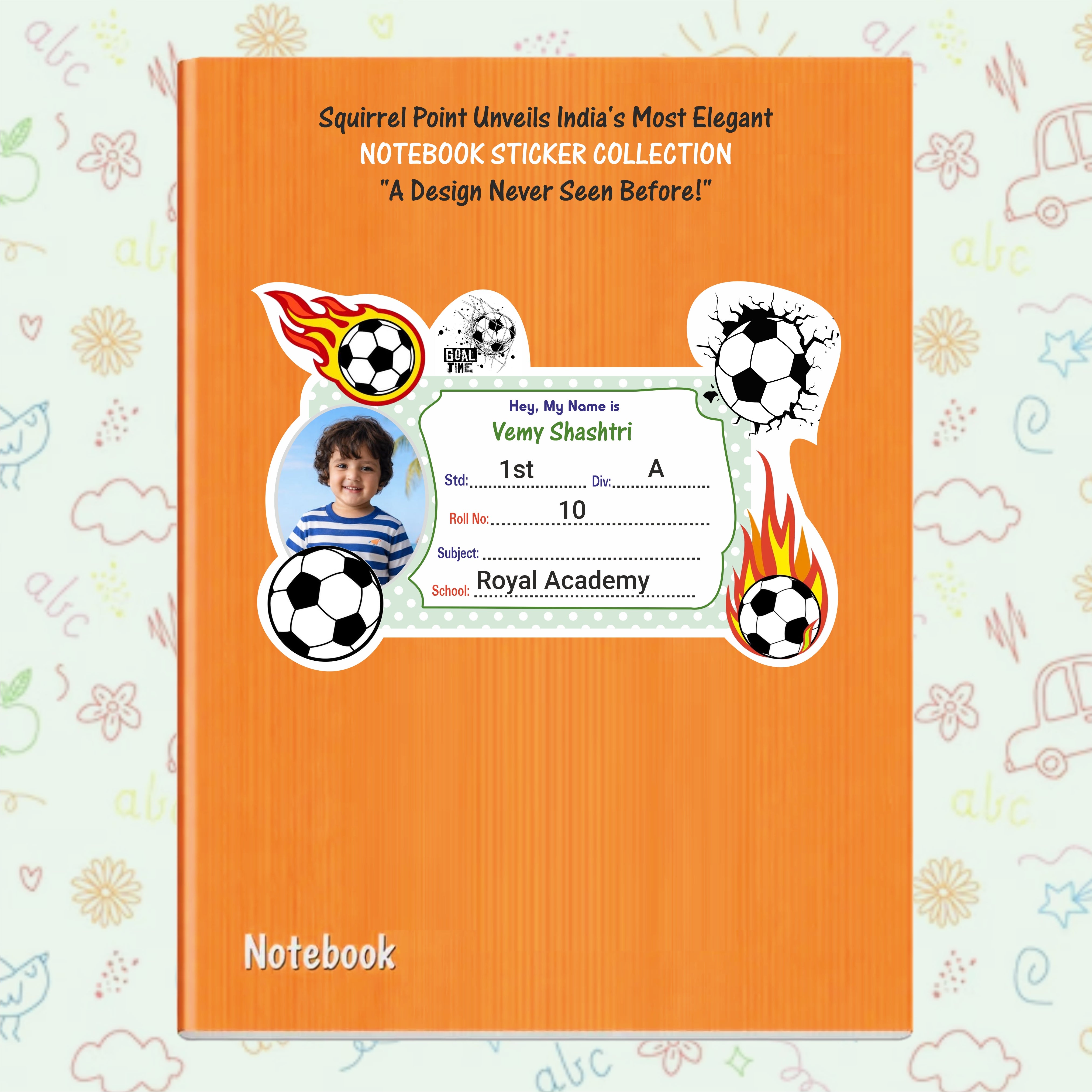 FOOTBALL PERSONALIZED NOTEBOOK STICKERS