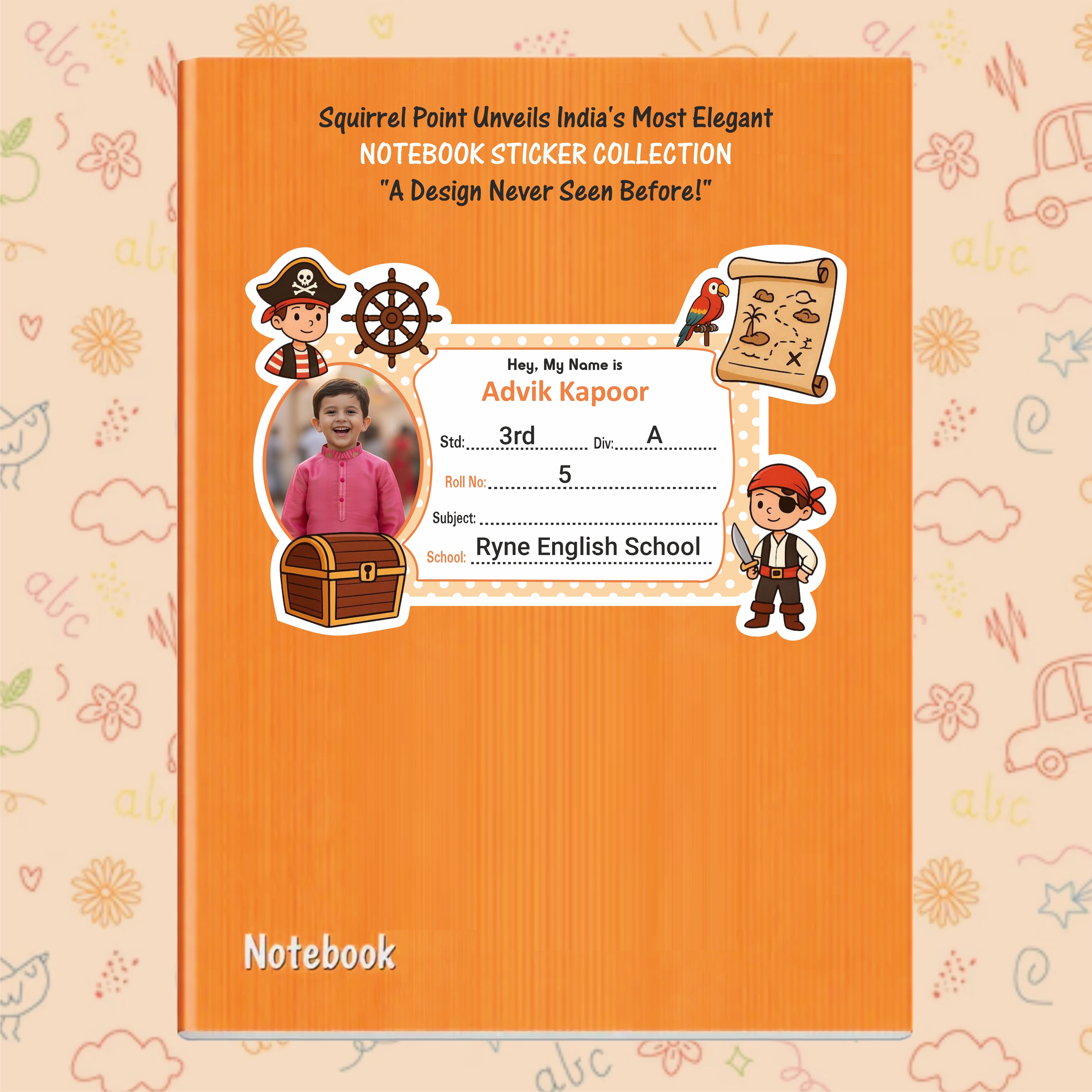 PIRATE PERSONALIZED NOTEBOOK STICKERS