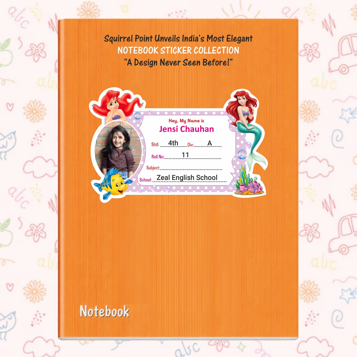 MERMAID PERSONALIZED NOTEBOOK STICKERS