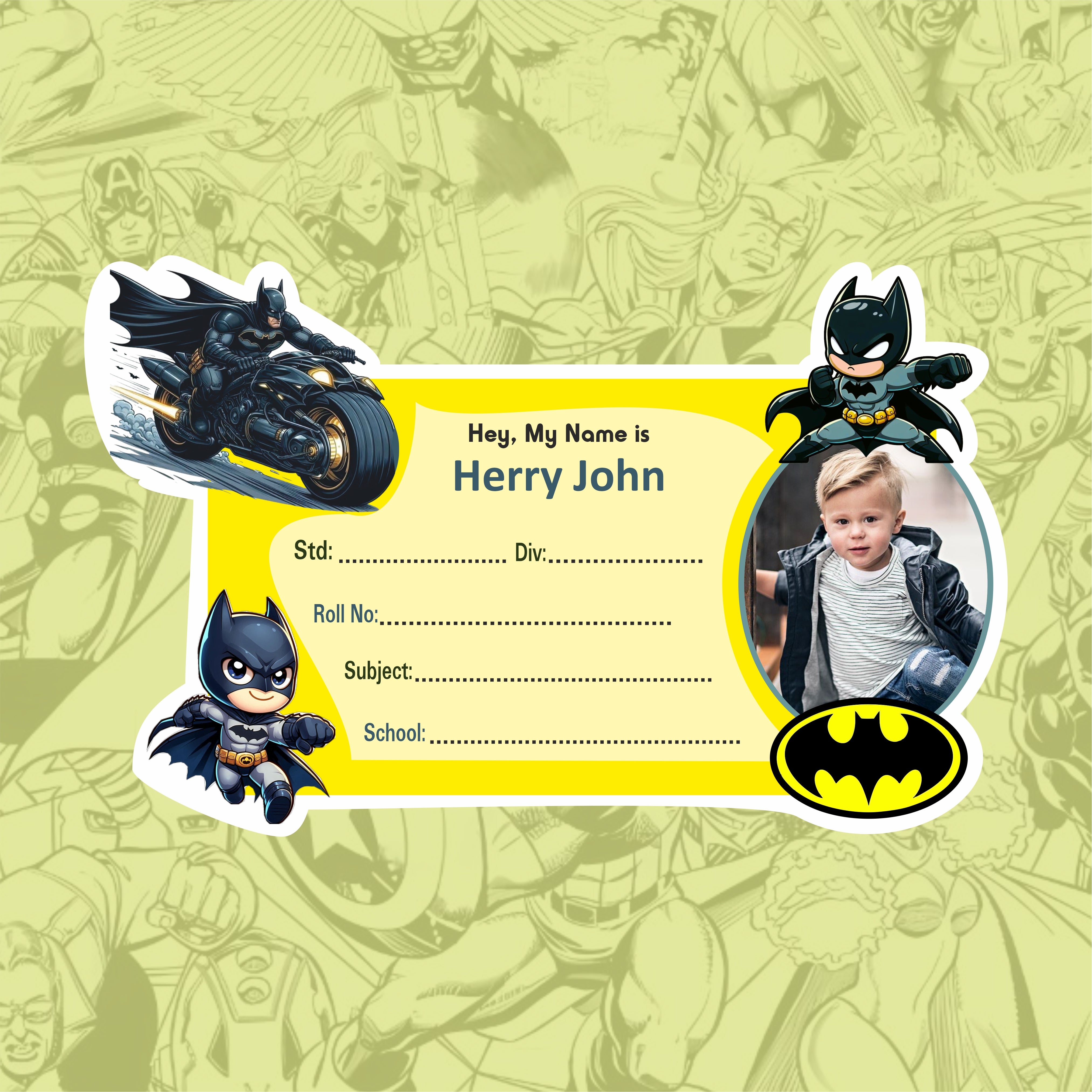BATMAN PERSONALIZED NOTEBOOK STICKERS