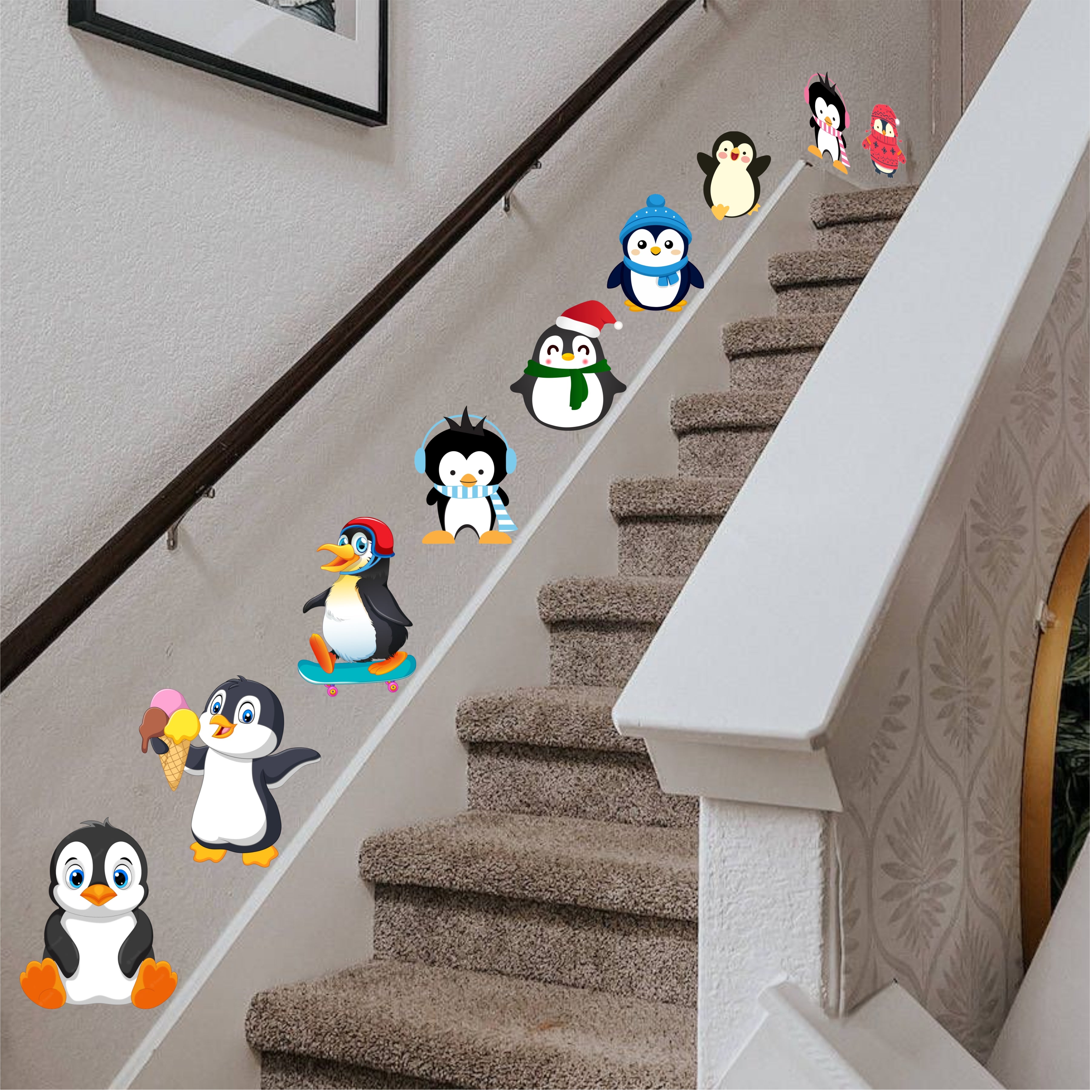 PENGUIN STAIRCASE DIY WALL STICKER