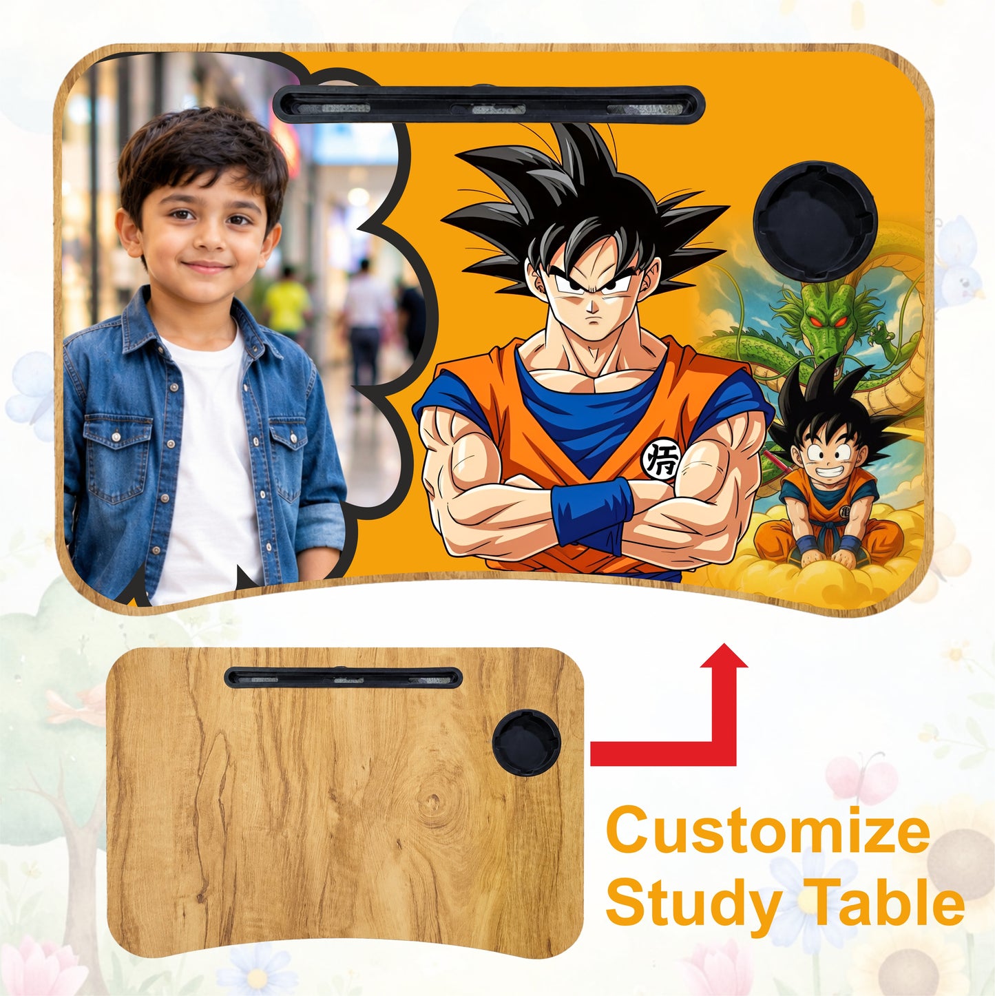 Personalized Kids Study Table Anime Theme– Custom Photo Laptop &Homework Desk