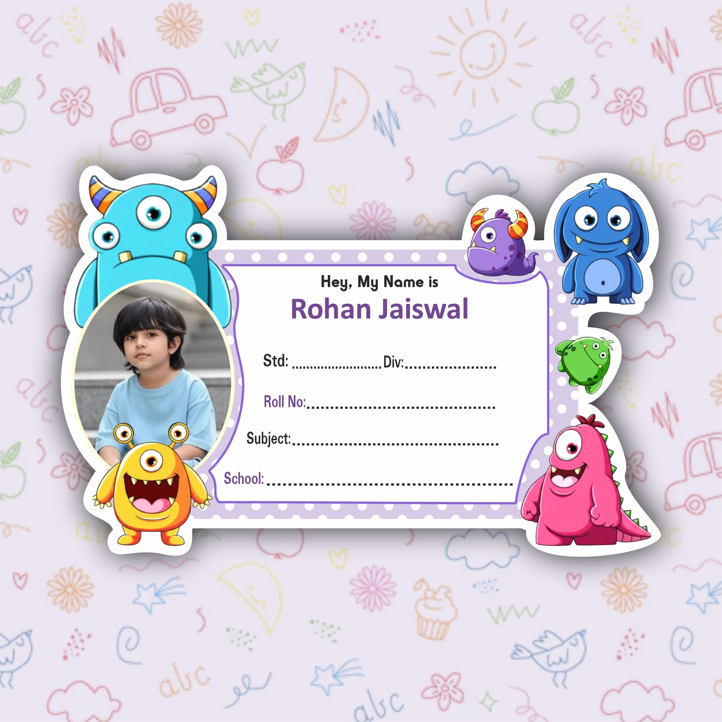 MONSTER FRIENDS PERSONALIZED NOTEBOOK STICKERS