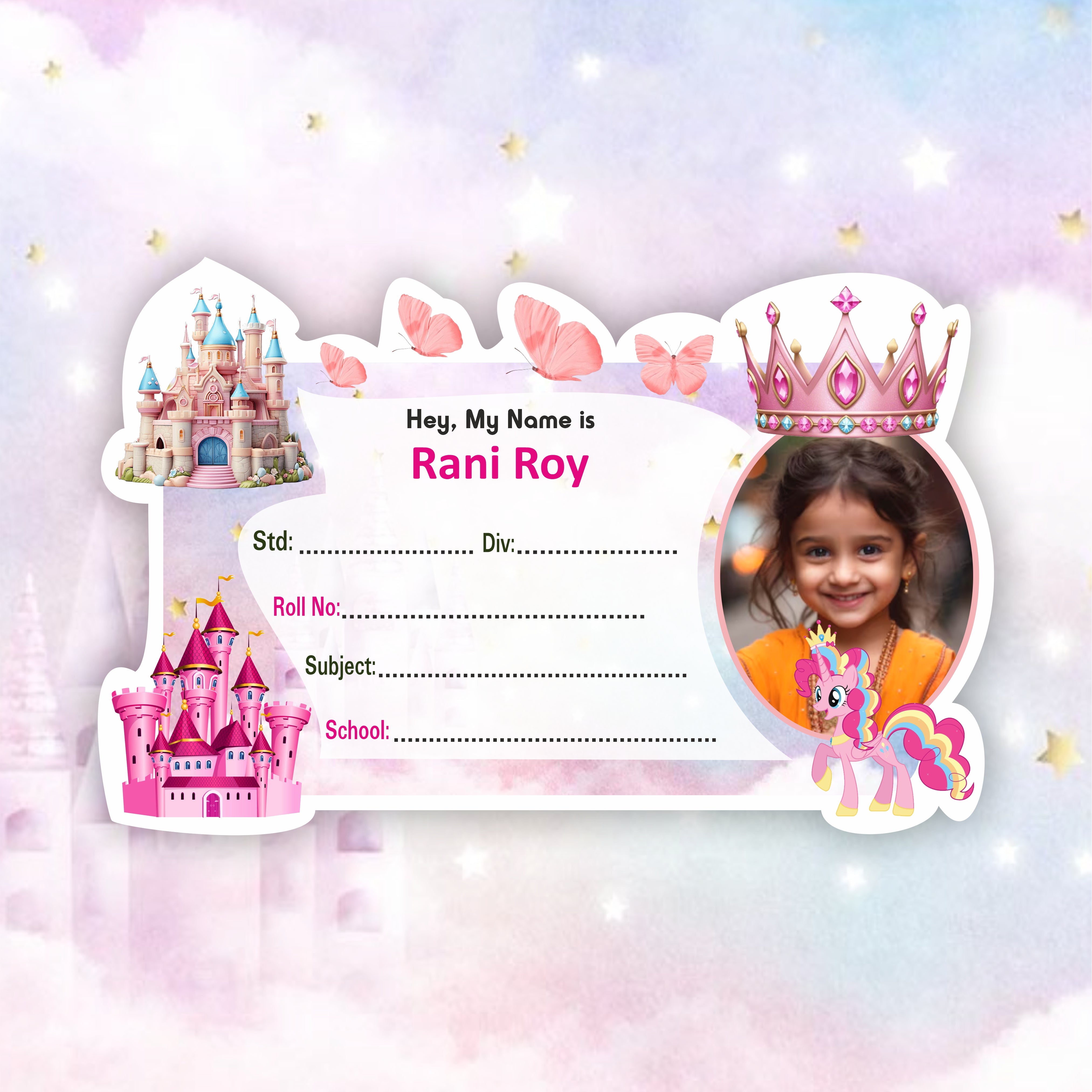 PRINCESS CASTLE PERSONALIZED NOTEBOOK STICKERS