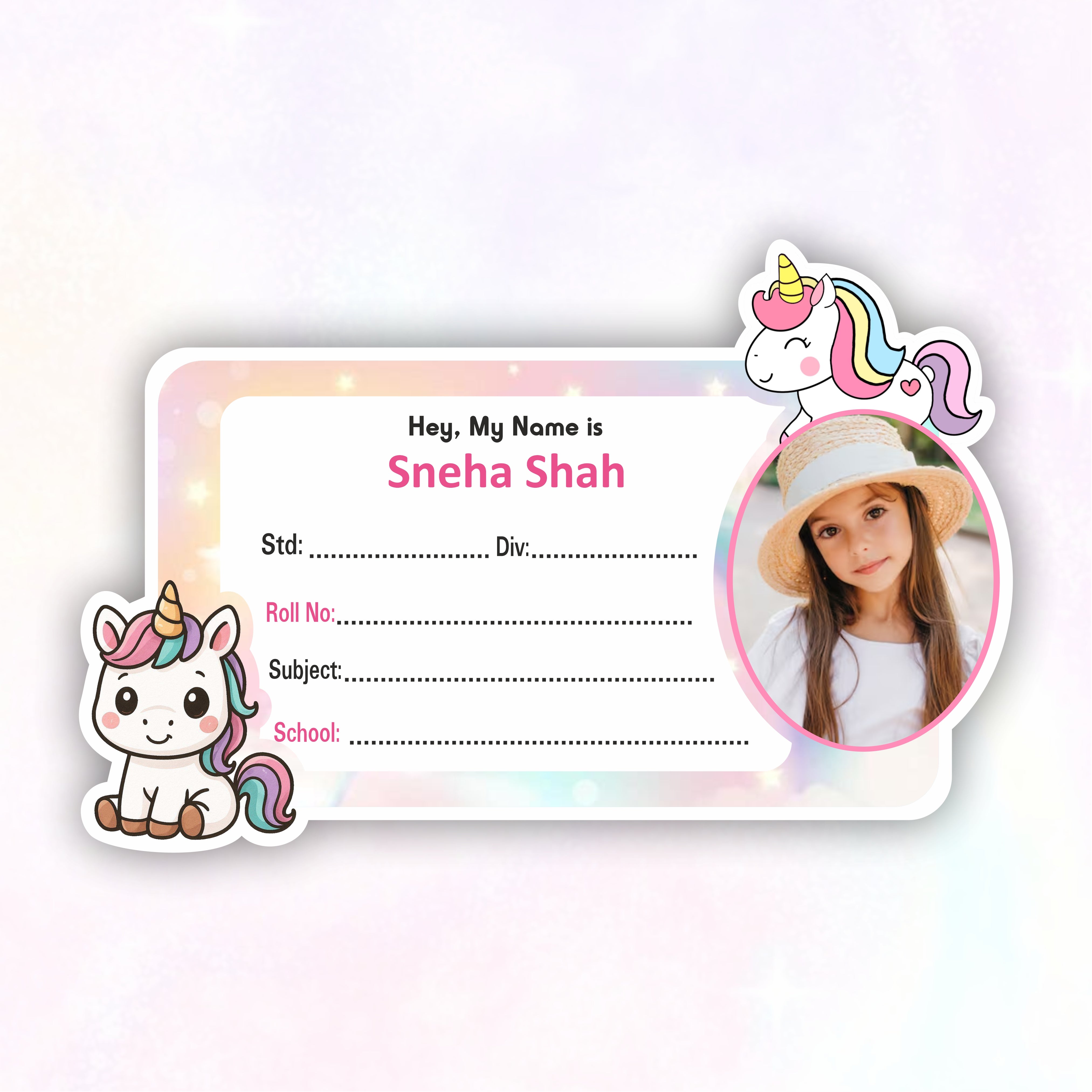 MAGICAL UNICORN PERSONALIZED NOTEBOOK STICKERS