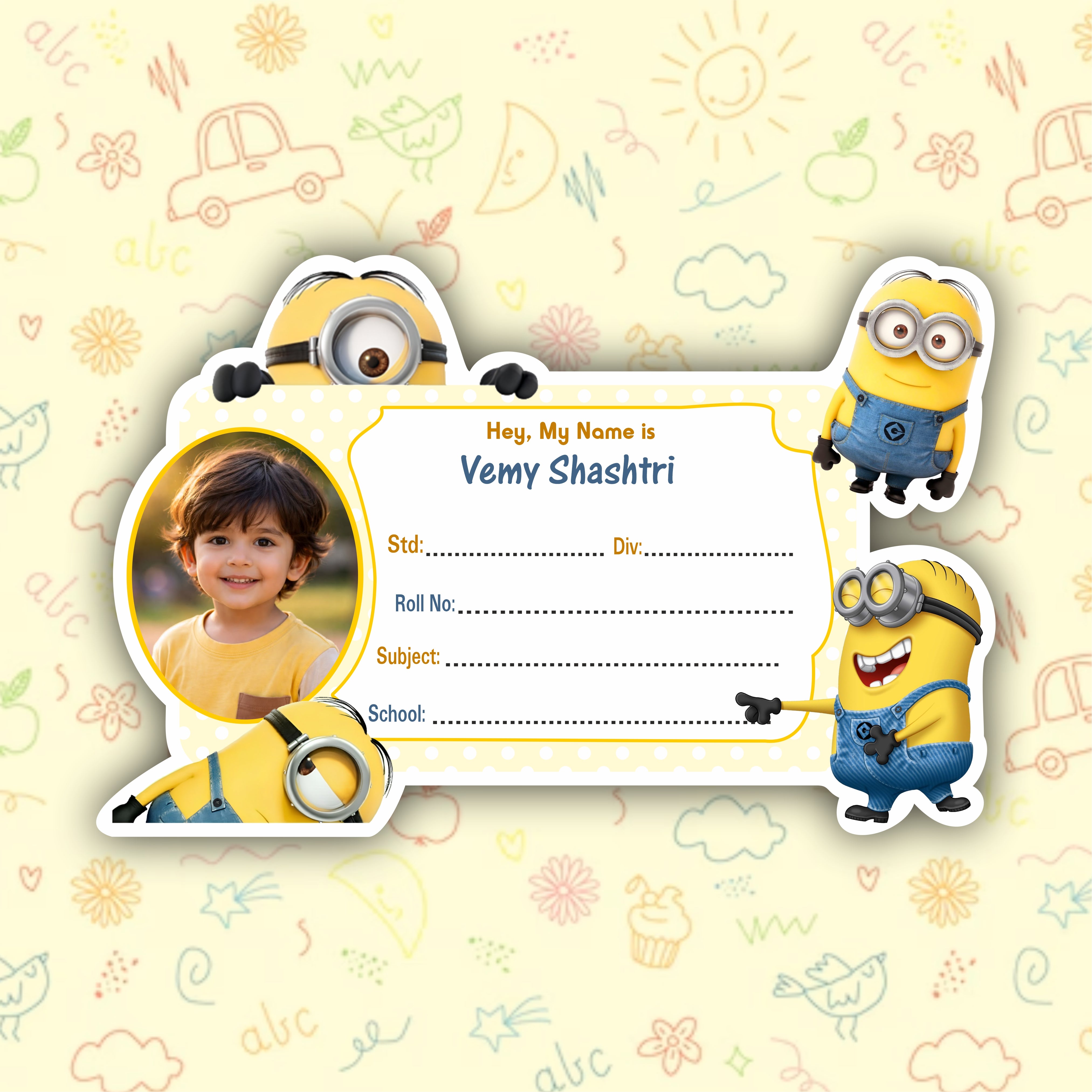 MINION PERSONALIZED NOTEBOOK STICKERS
