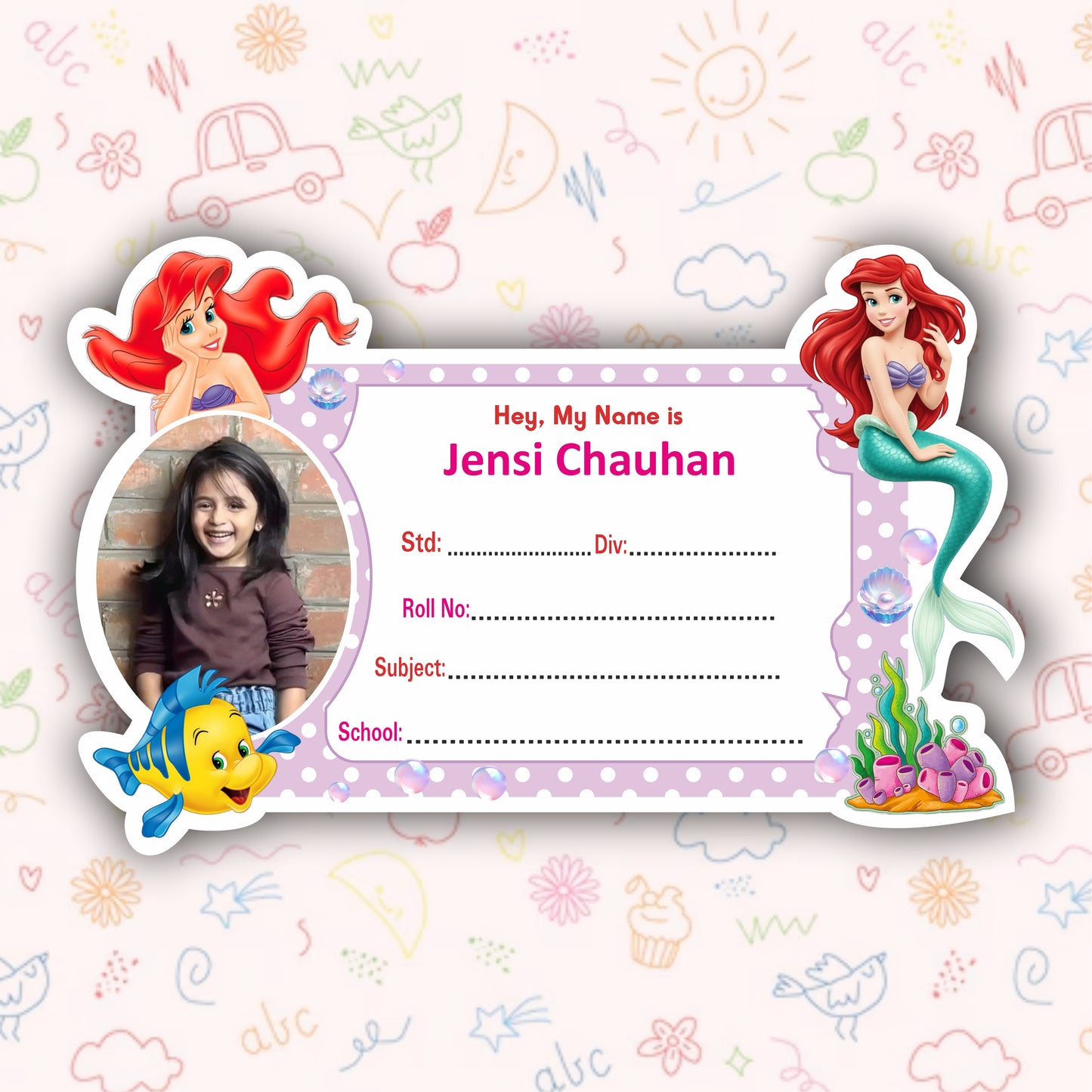 MERMAID PERSONALIZED NOTEBOOK STICKERS