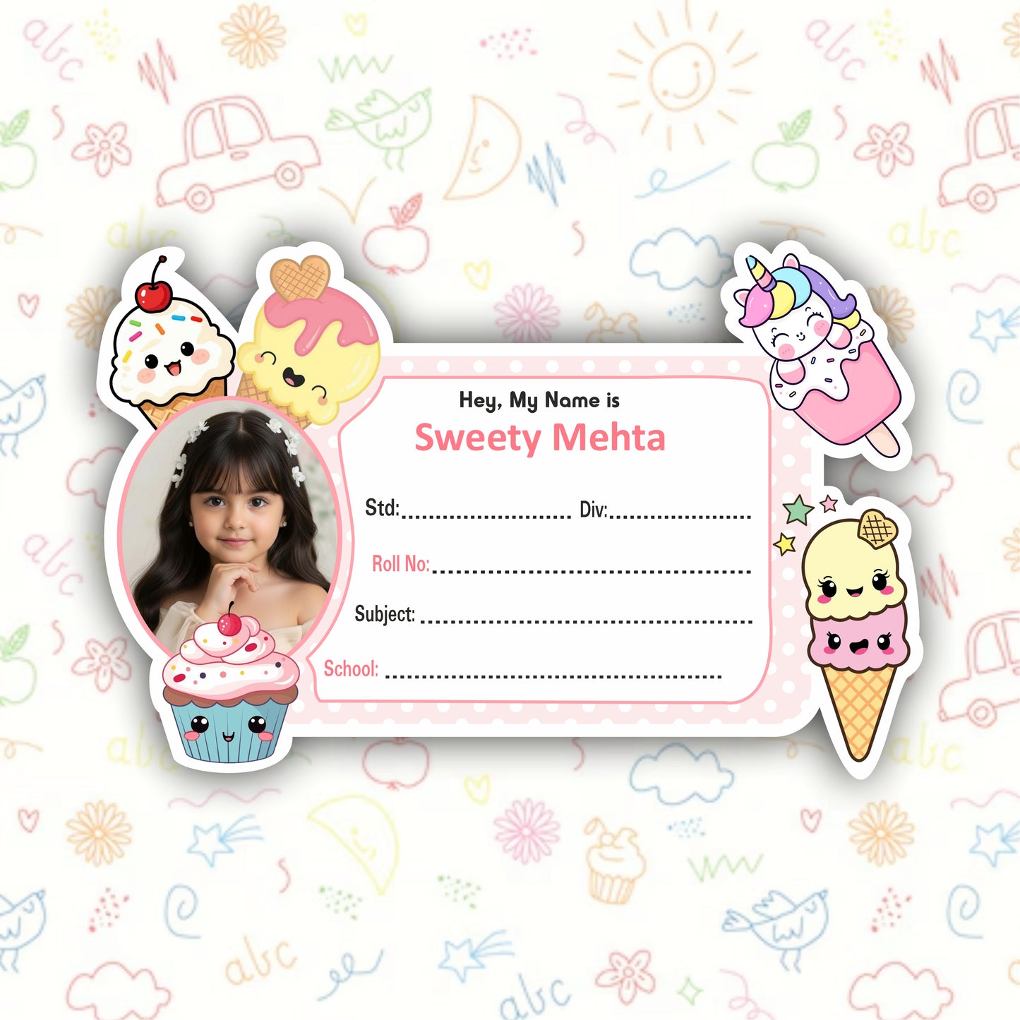 CANDY WORLD PERSONALIZED NOTEBOOK STICKERS