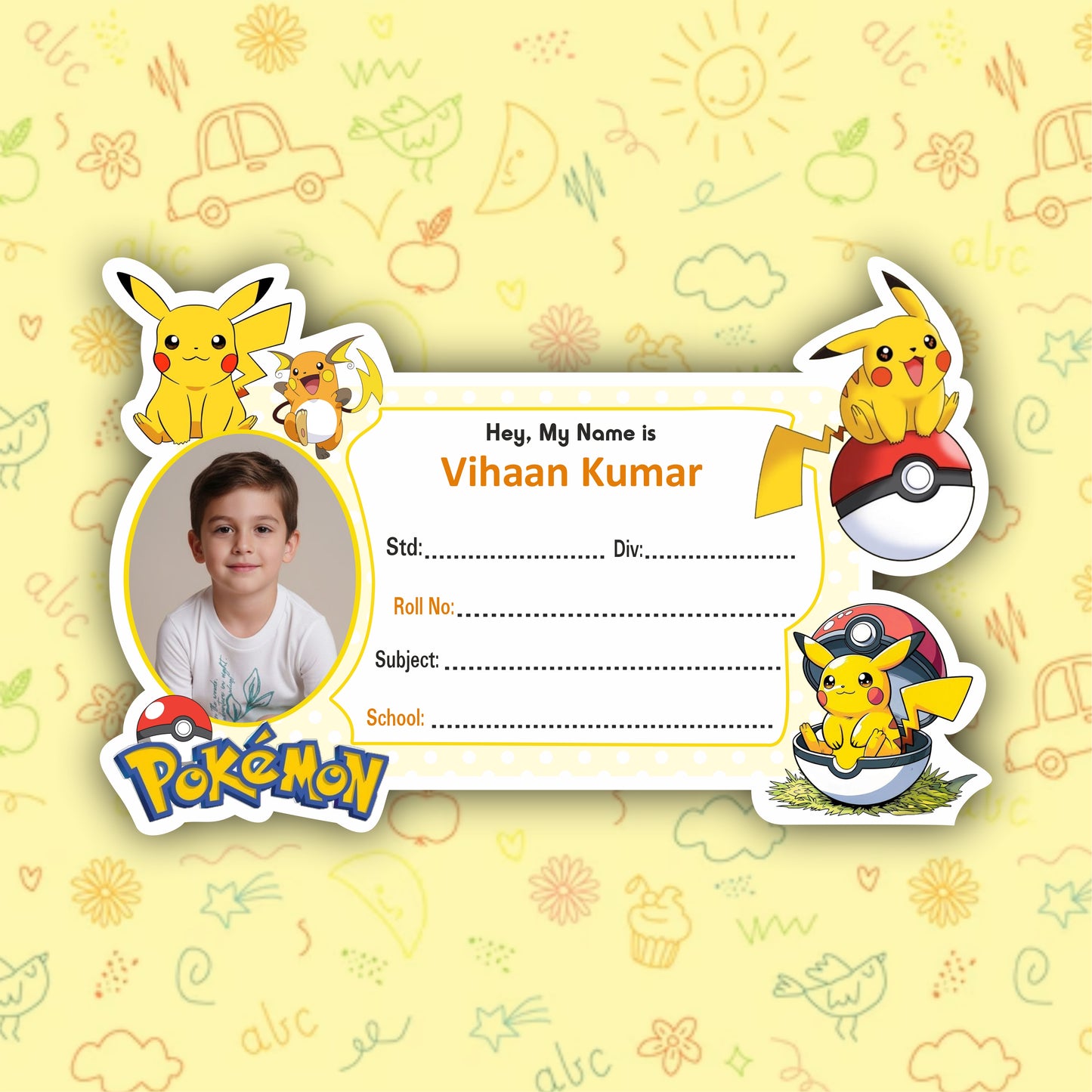 POKEMON PERSONALIZED NOTEBOOK STICKERS