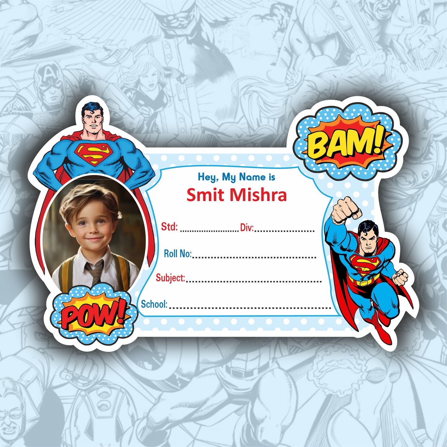 SUPERMAN PERSONALIZED NOTEBOOK STICKERS