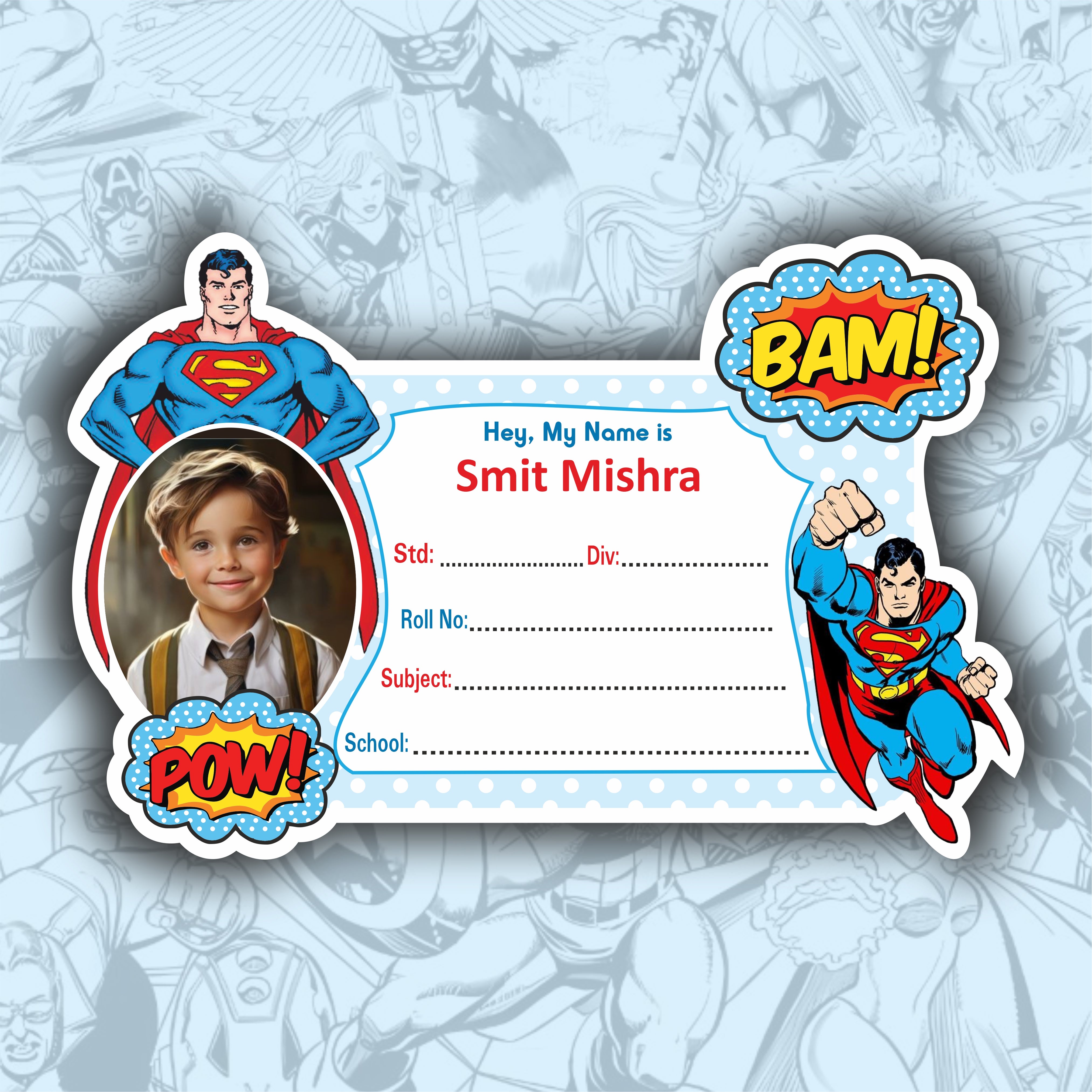 SUPERMAN PERSONALIZED NOTEBOOK STICKERS