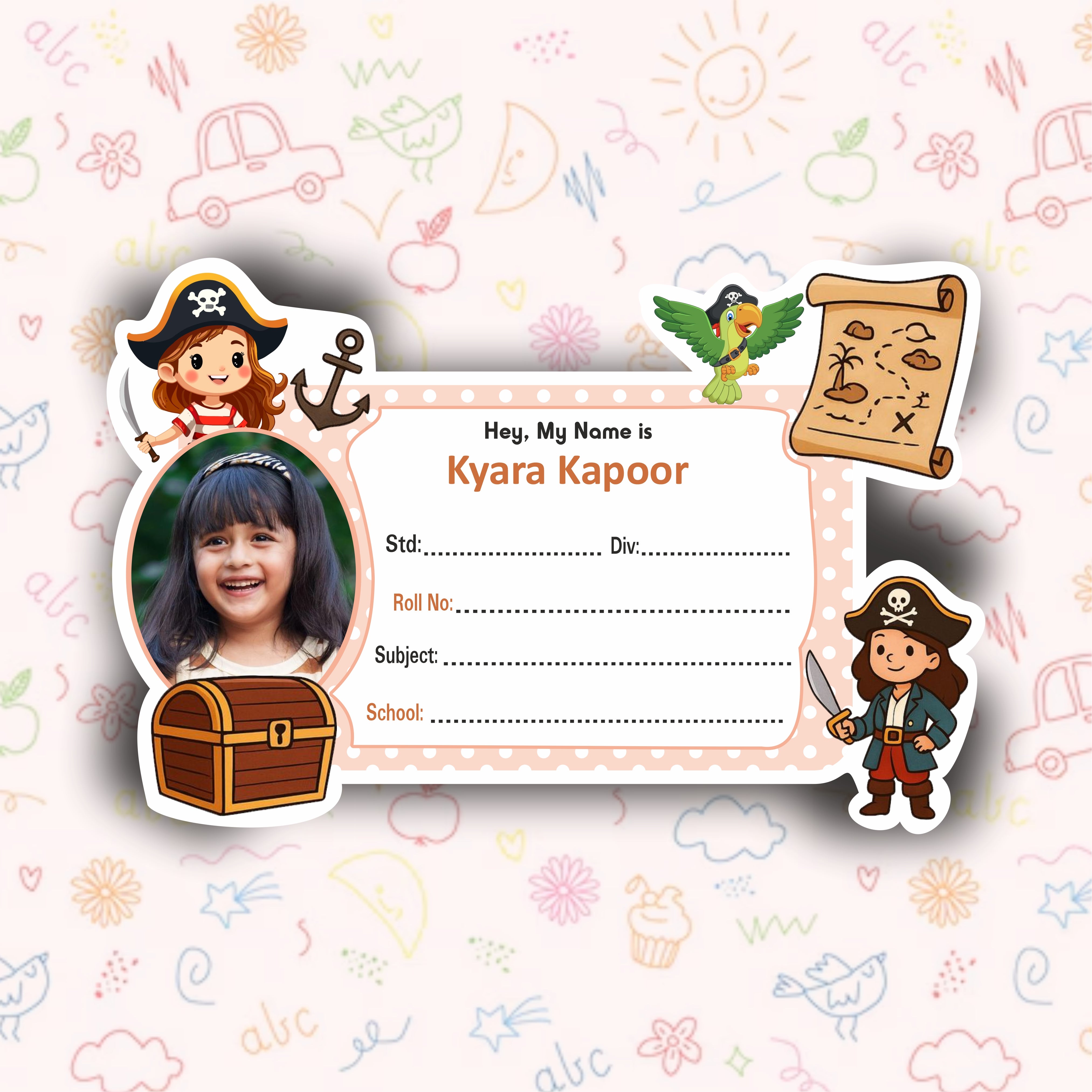 WOMAN PIRATE PERSONALIZED NOTEBOOK STICKERS