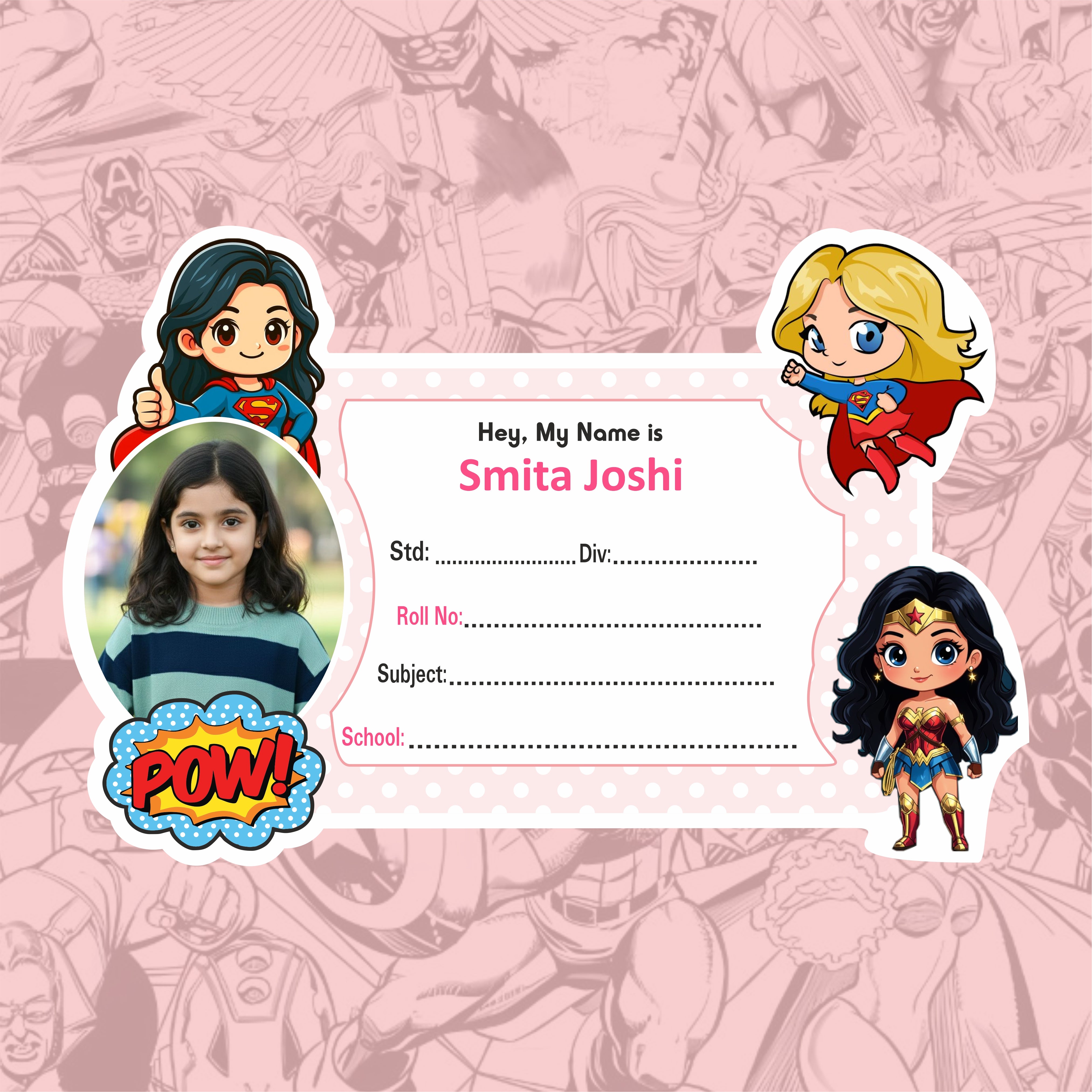 SUPER WOMAN PERSONALIZED NOTEBOOK STICKERS