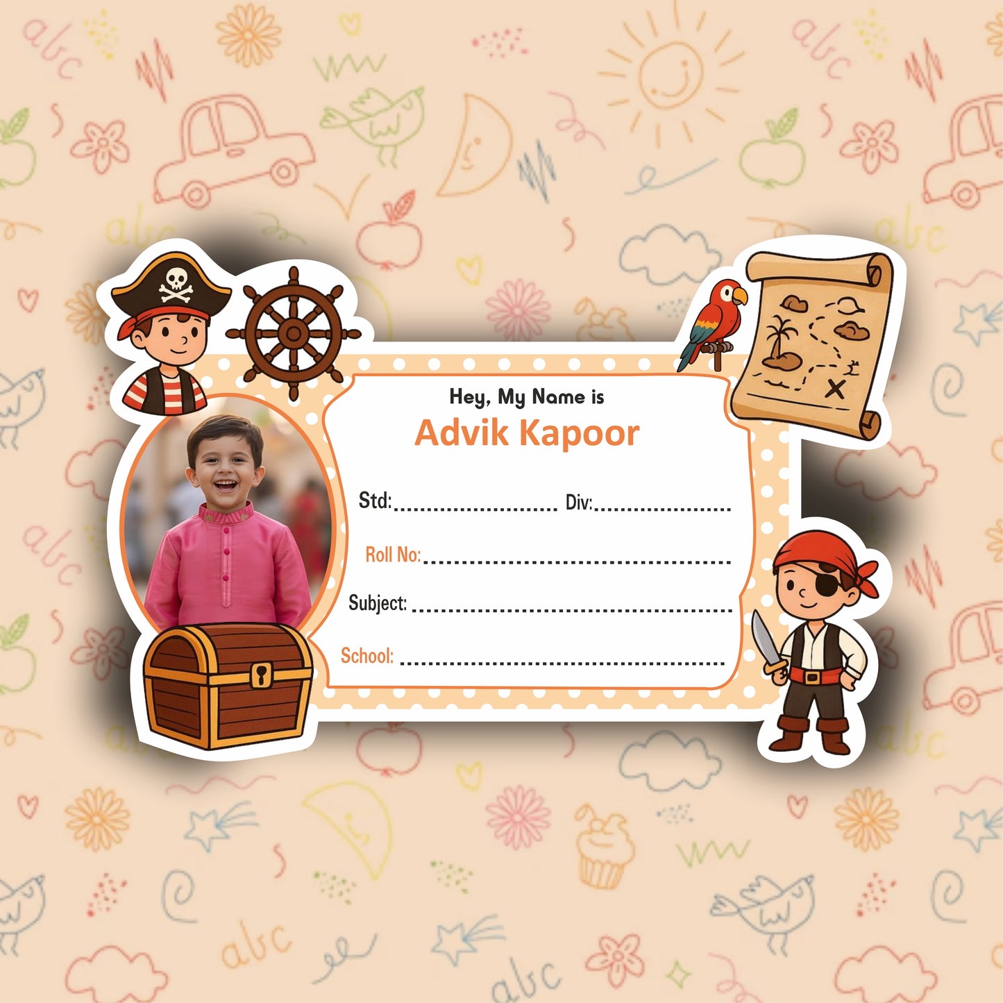 PIRATE PERSONALIZED NOTEBOOK STICKERS